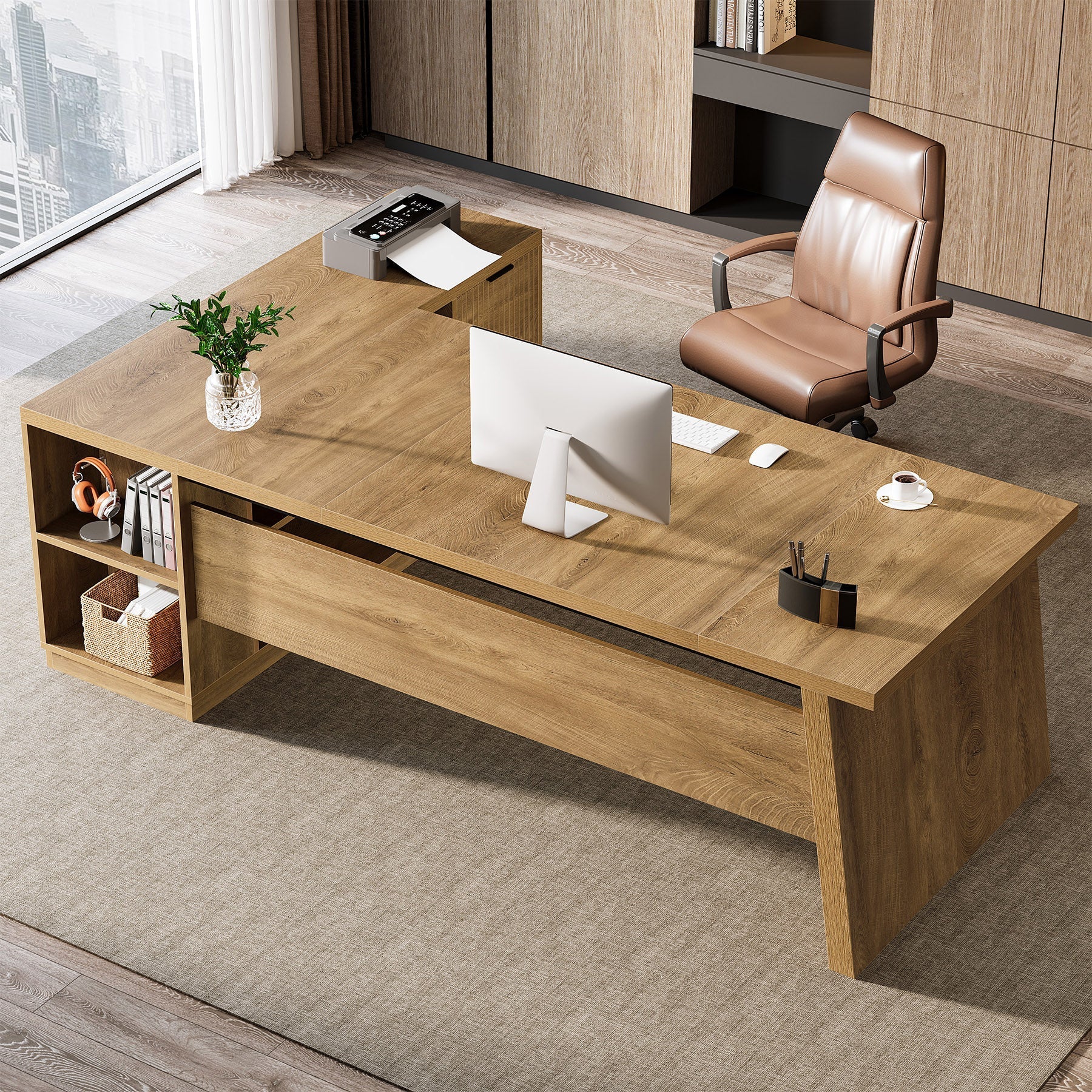 78" L Shaped Executive Desk, Corner Computer Desk Home Office Desk Tribesigns
