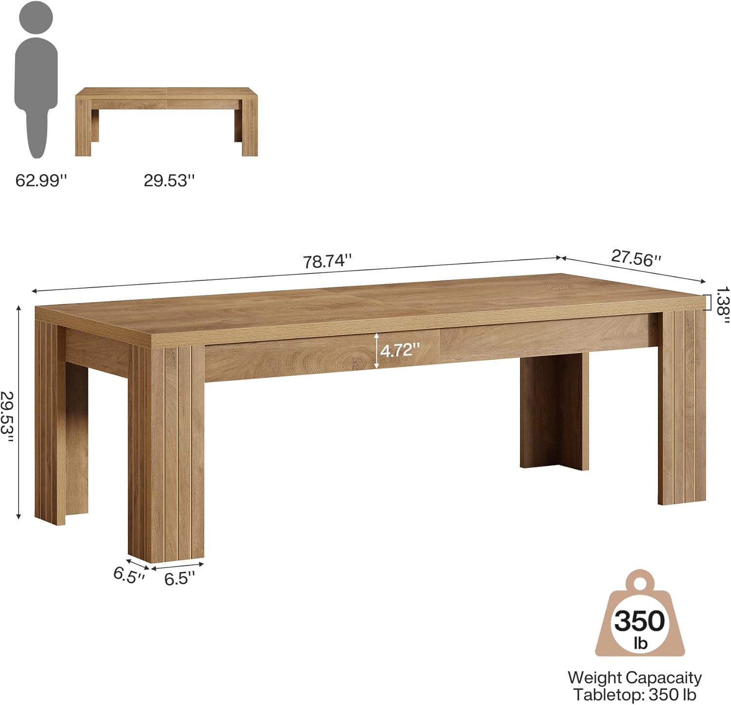 78.7" Computer Desk, 2 Person Desk Executive Desk Extra Long Workstation Tribesigns