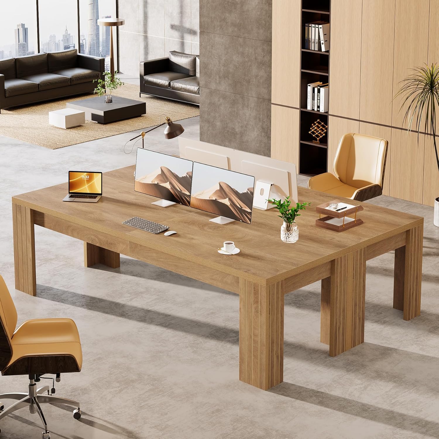 78.7" Computer Desk, 2 Person Desk Executive Desk Extra Long Workstation Tribesigns