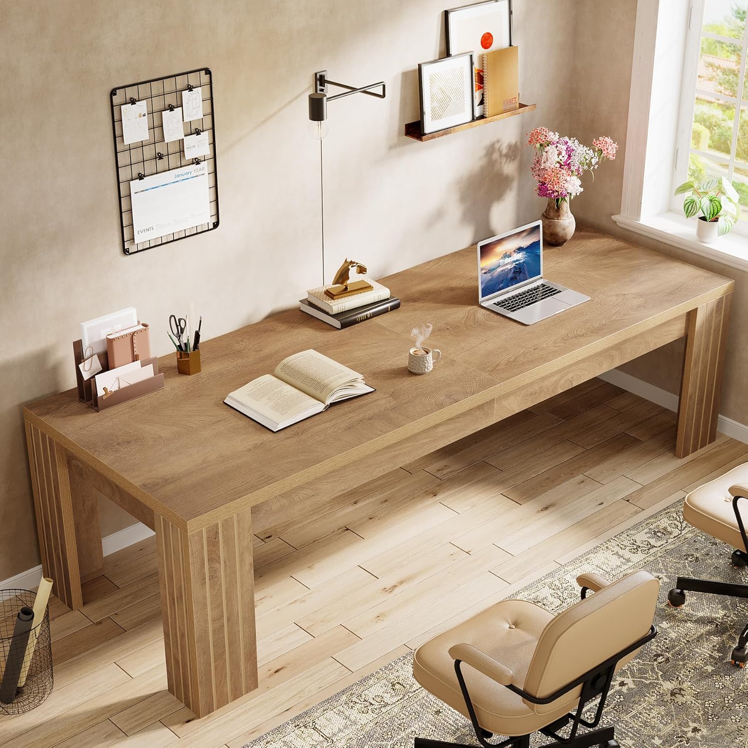 78.7" Computer Desk, 2 Person Desk Executive Desk Extra Long Workstation Tribesigns