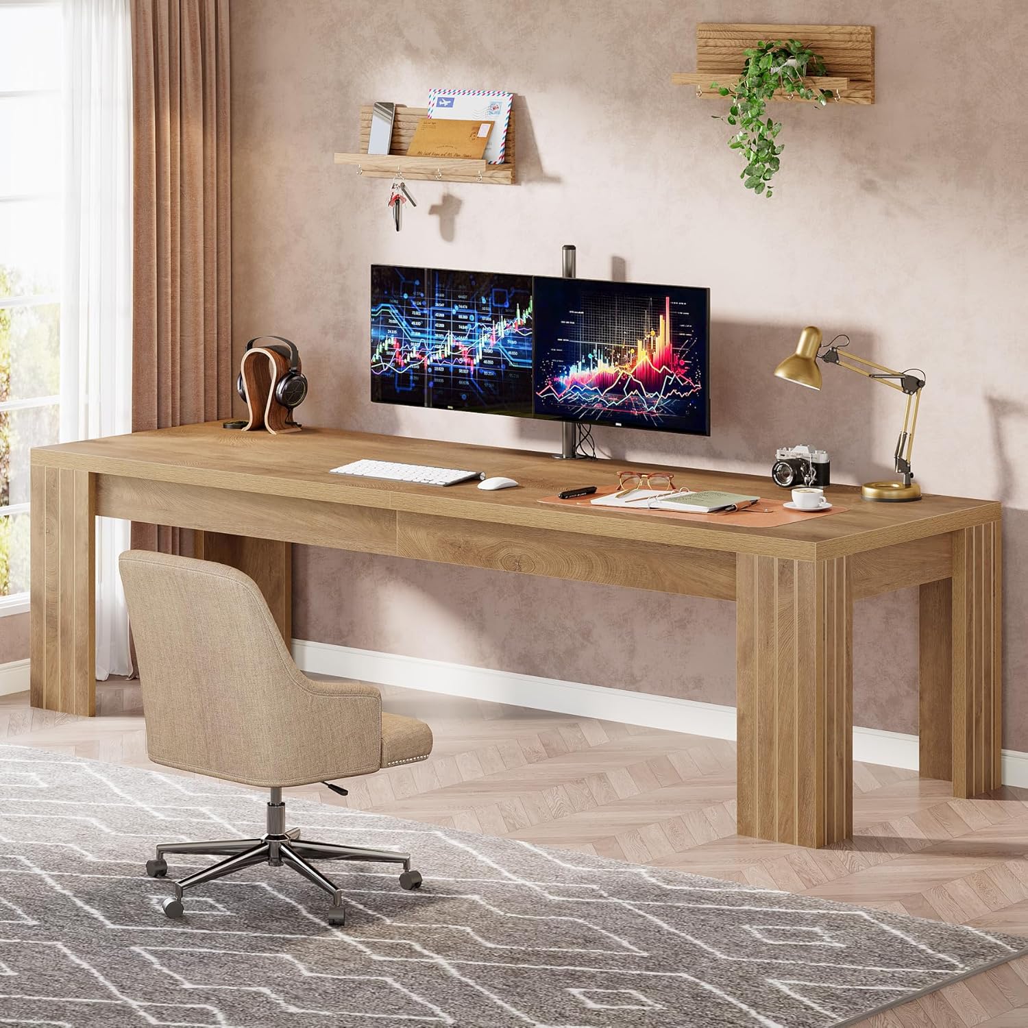 78.7" Computer Desk, 2 Person Desk Executive Desk Extra Long Workstation Tribesigns