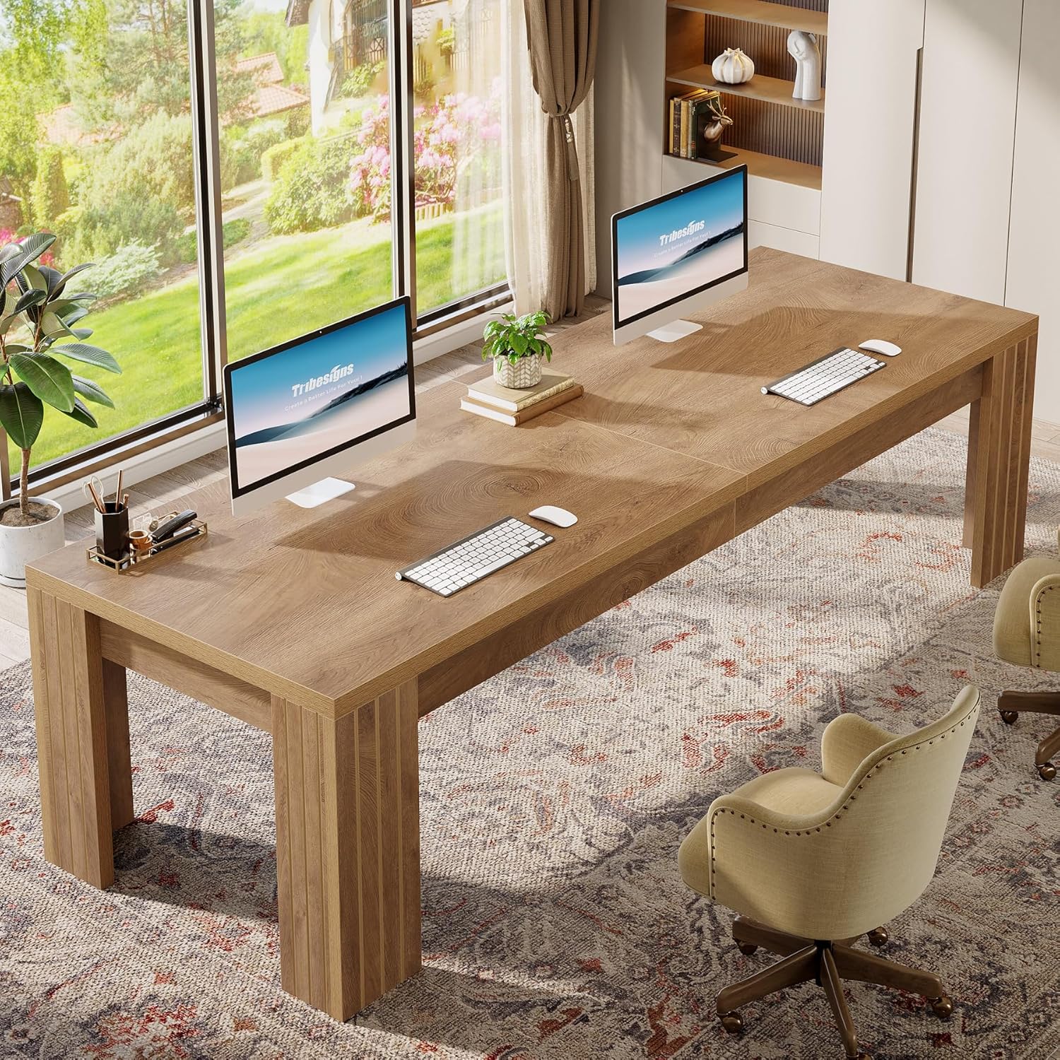 78.7" Computer Desk, 2 Person Desk Executive Desk Extra Long Workstation Tribesigns