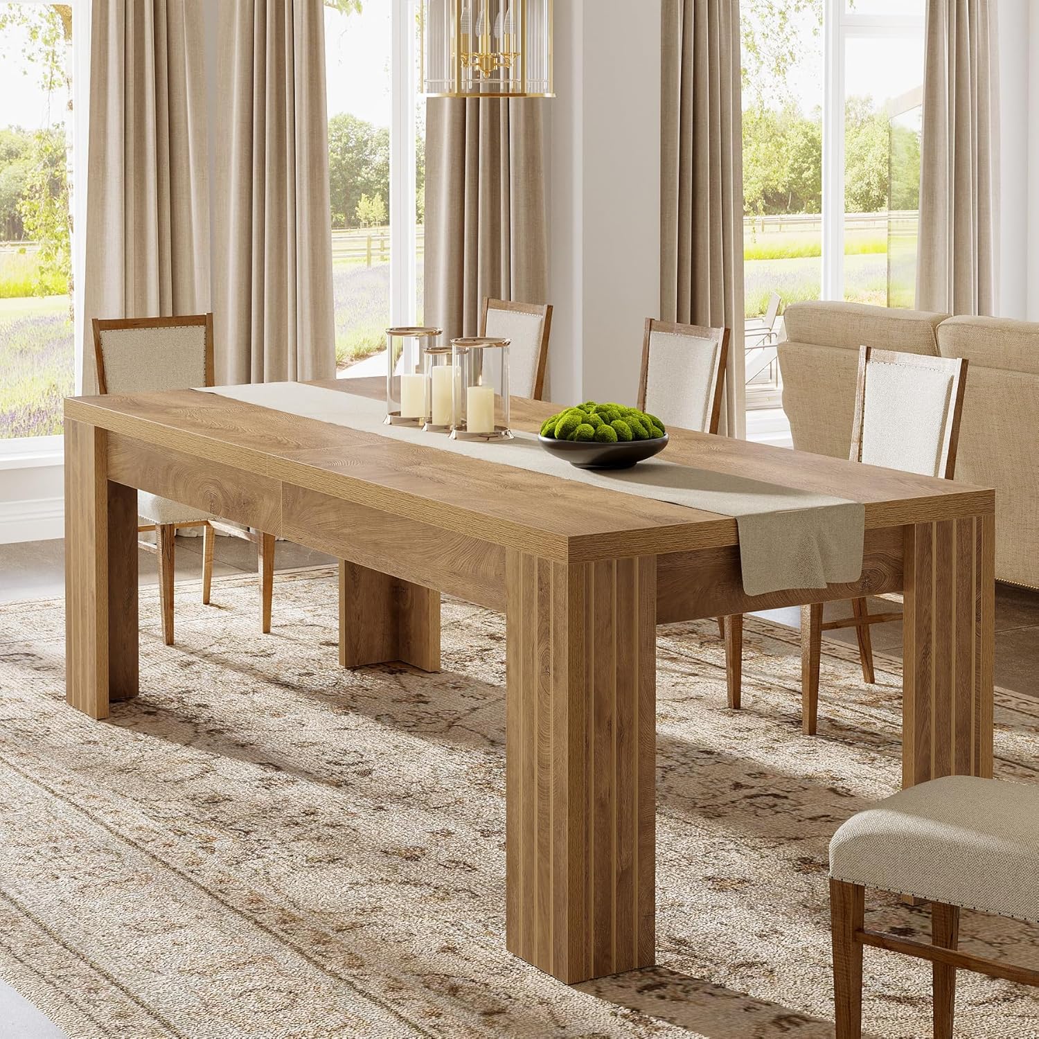 78.7" Dining Table, Rectangle Kitchen Dinner Table For 6 Tribesigns