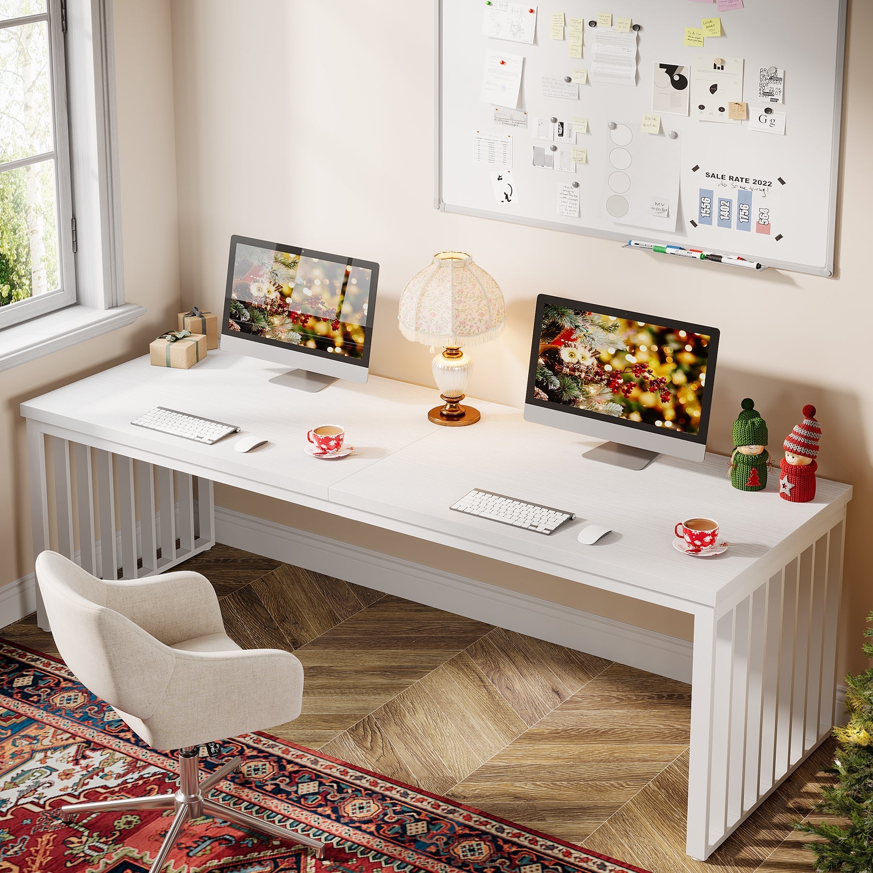 78.74" Two Person Desk, Long Executive Desk Double Computer Desk Tribesigns