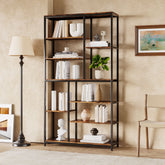 79" Tall Bookshelf, 8 - Tier Staggered Etagere Bookcase Shelving Unit Tribesigns 3