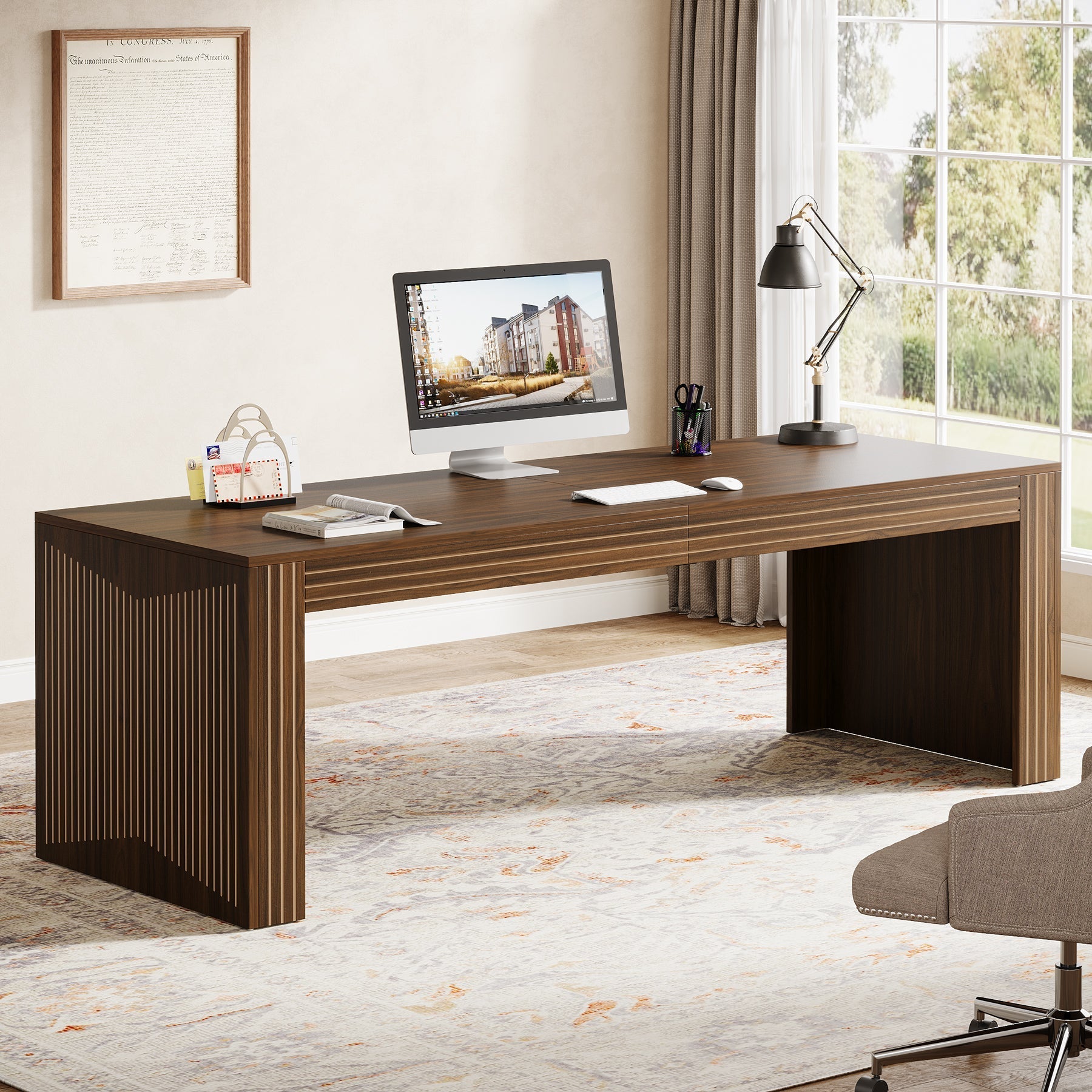 79" Two Person Desk, Computer Desk Double Office Desk Tribesigns