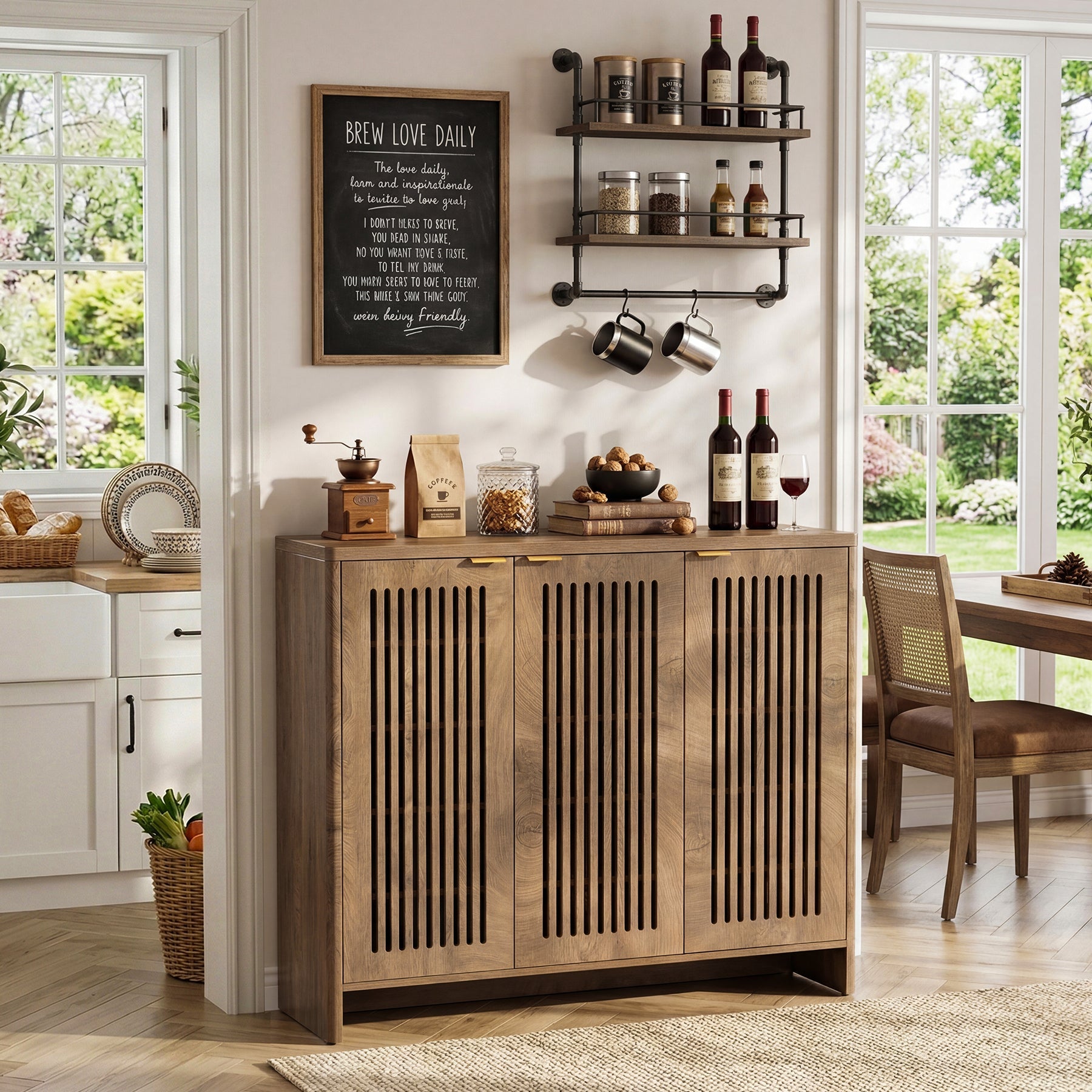 47" Buffet Cabinet with Storage, Sideboard Cabinet with Adjustable Shelves for Dining Room