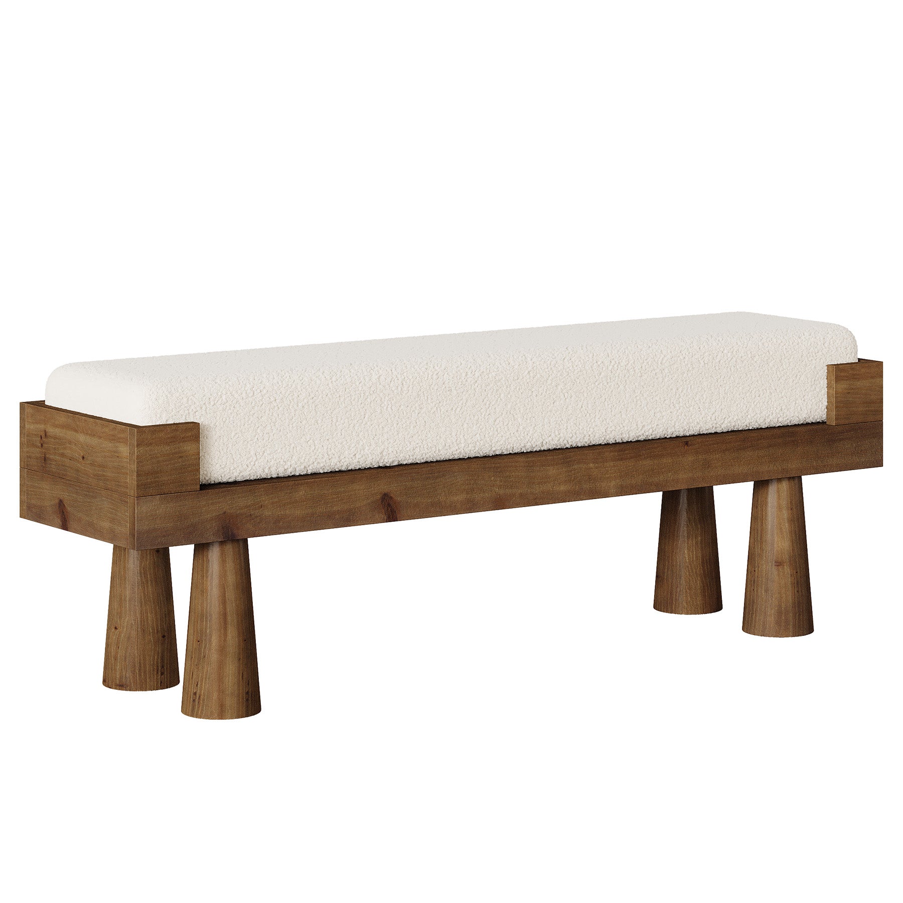 47" Upholstered Entryway Shoe Bench, End of Bed Bench with Solid Wood Legs