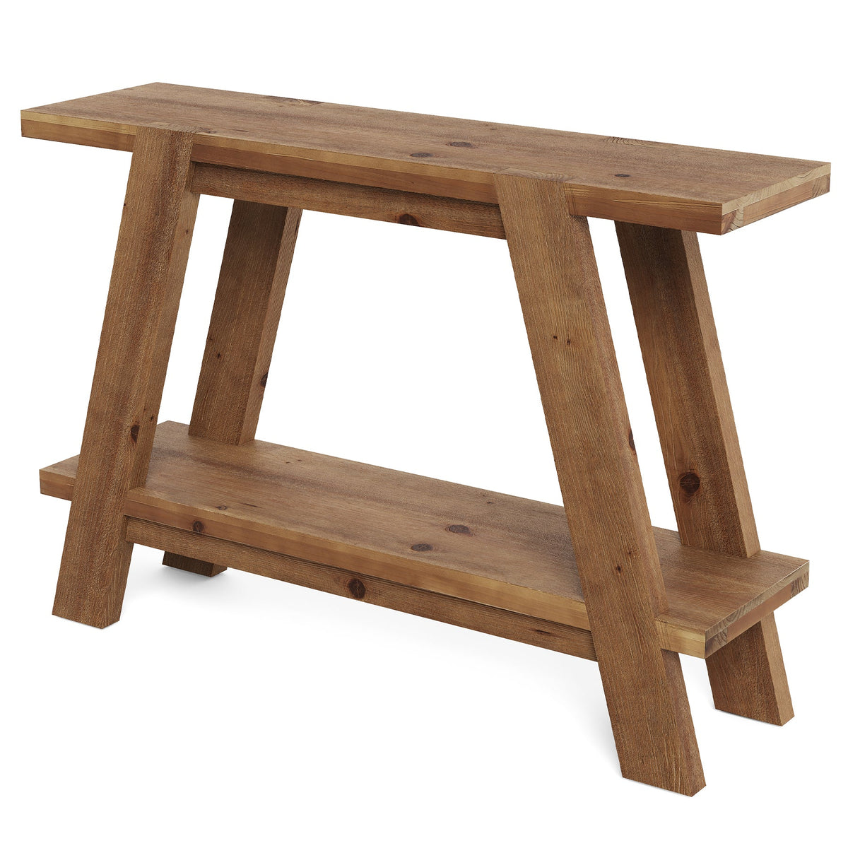 43" Solid Wood Console Table, 2-Tier Narrow Sofa Entryway Table for Living Room
