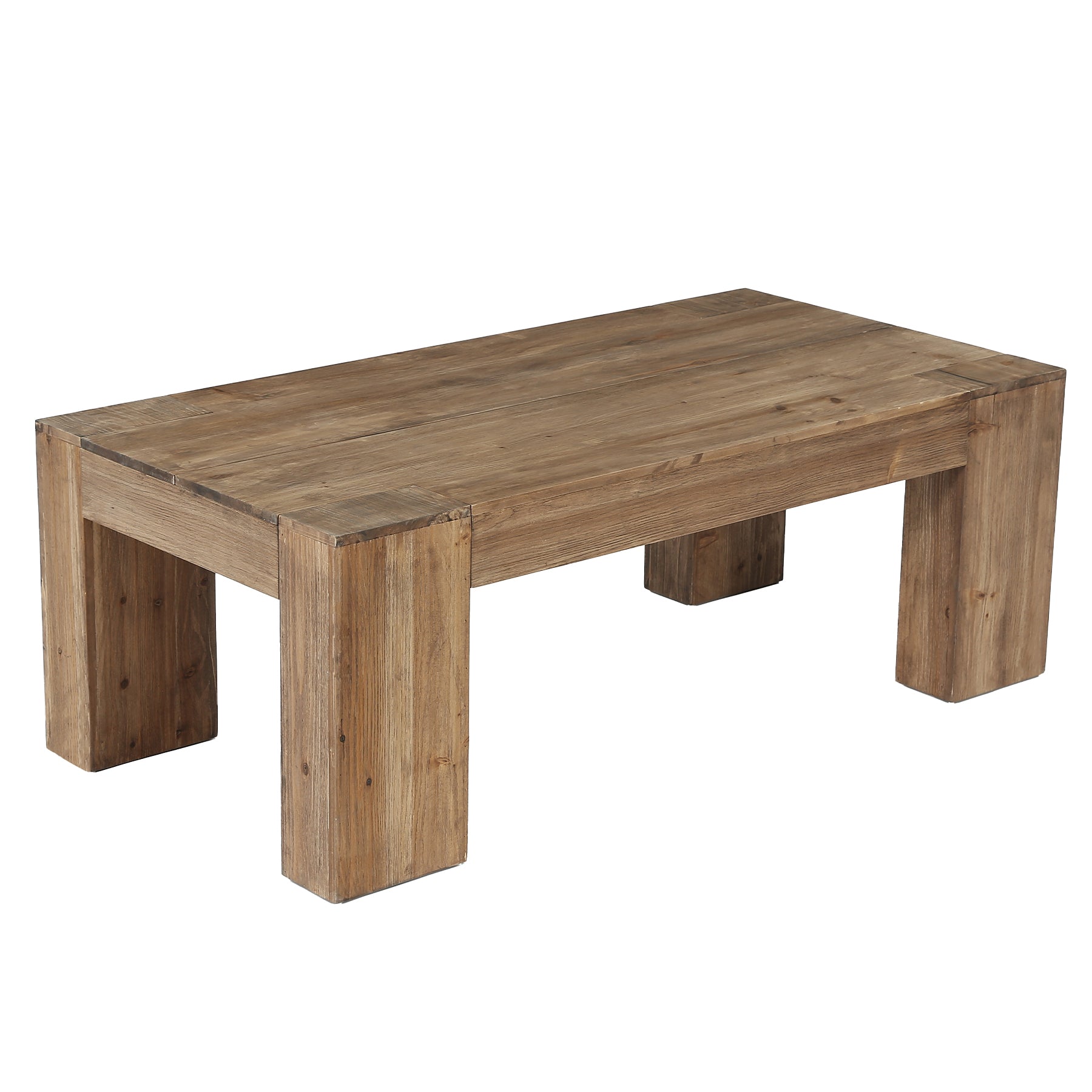 Solid Wood Coffee Table, 55" Rectangle Center Table with Heavy-Duty Legs for Living Room
