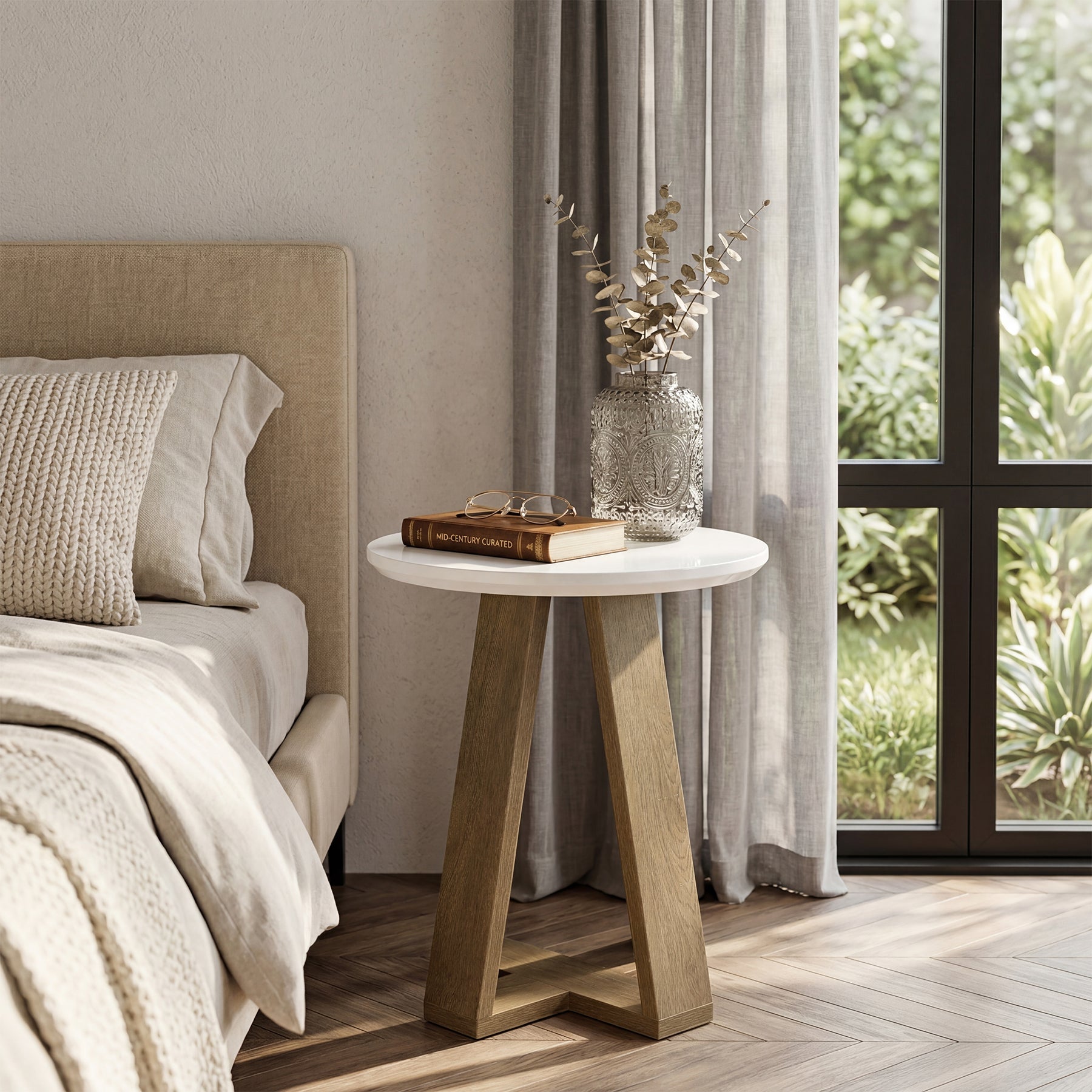 Round End Table, Modern Side Table Small Accent Table for Living Room