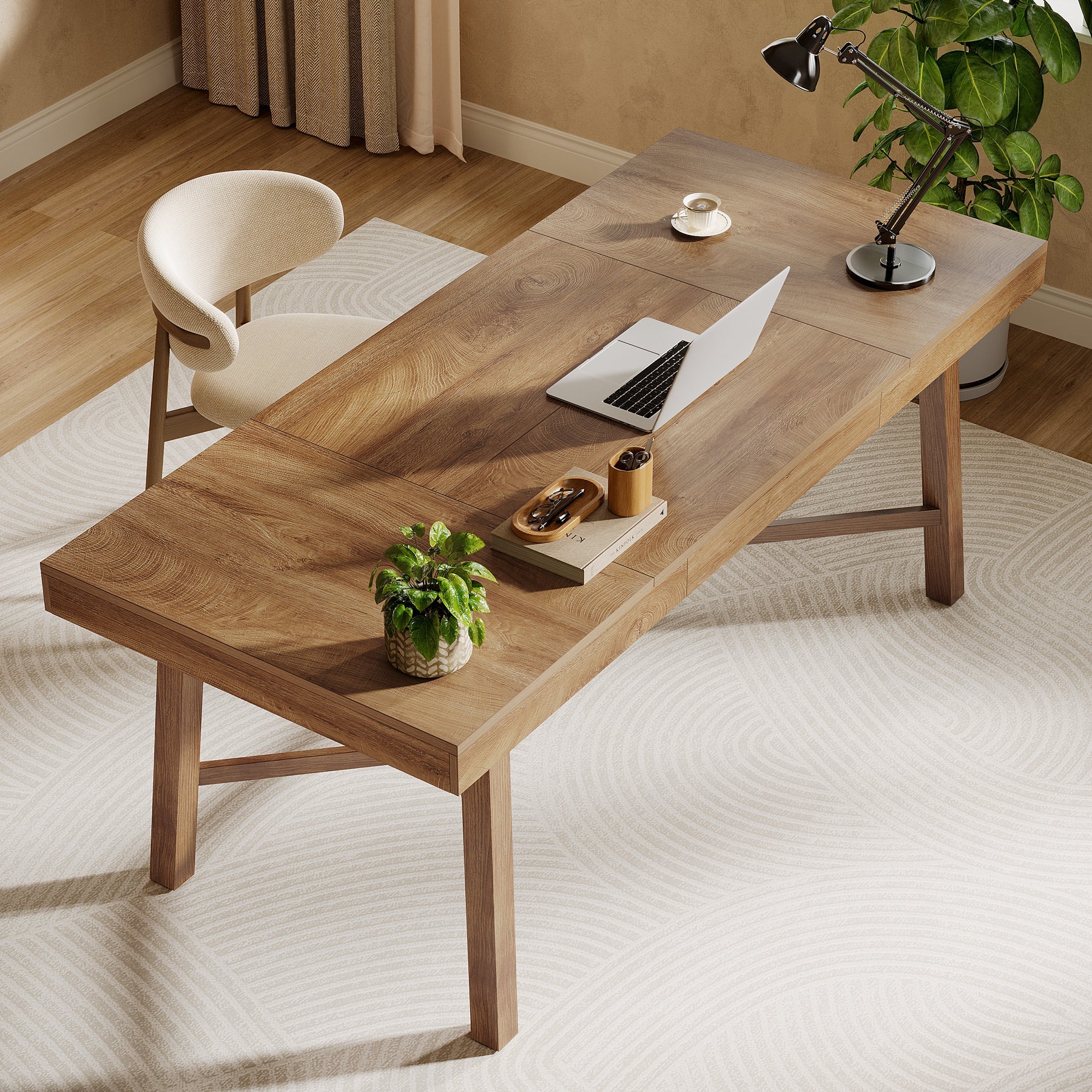 71" Executive Desk, Farmhouse Office Computer Desk with Sturdy Leg