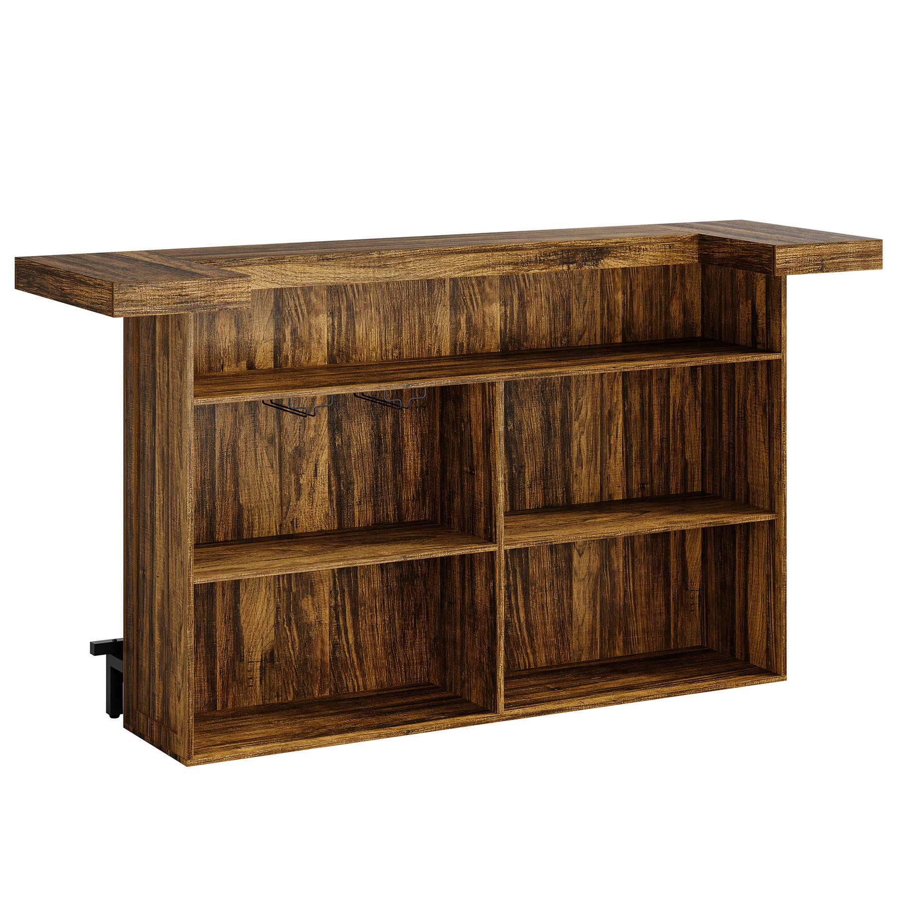 4-Tier Home Bar Unit, 70.9" Liquor Cabinet Bar Table with Wine Glass Holder