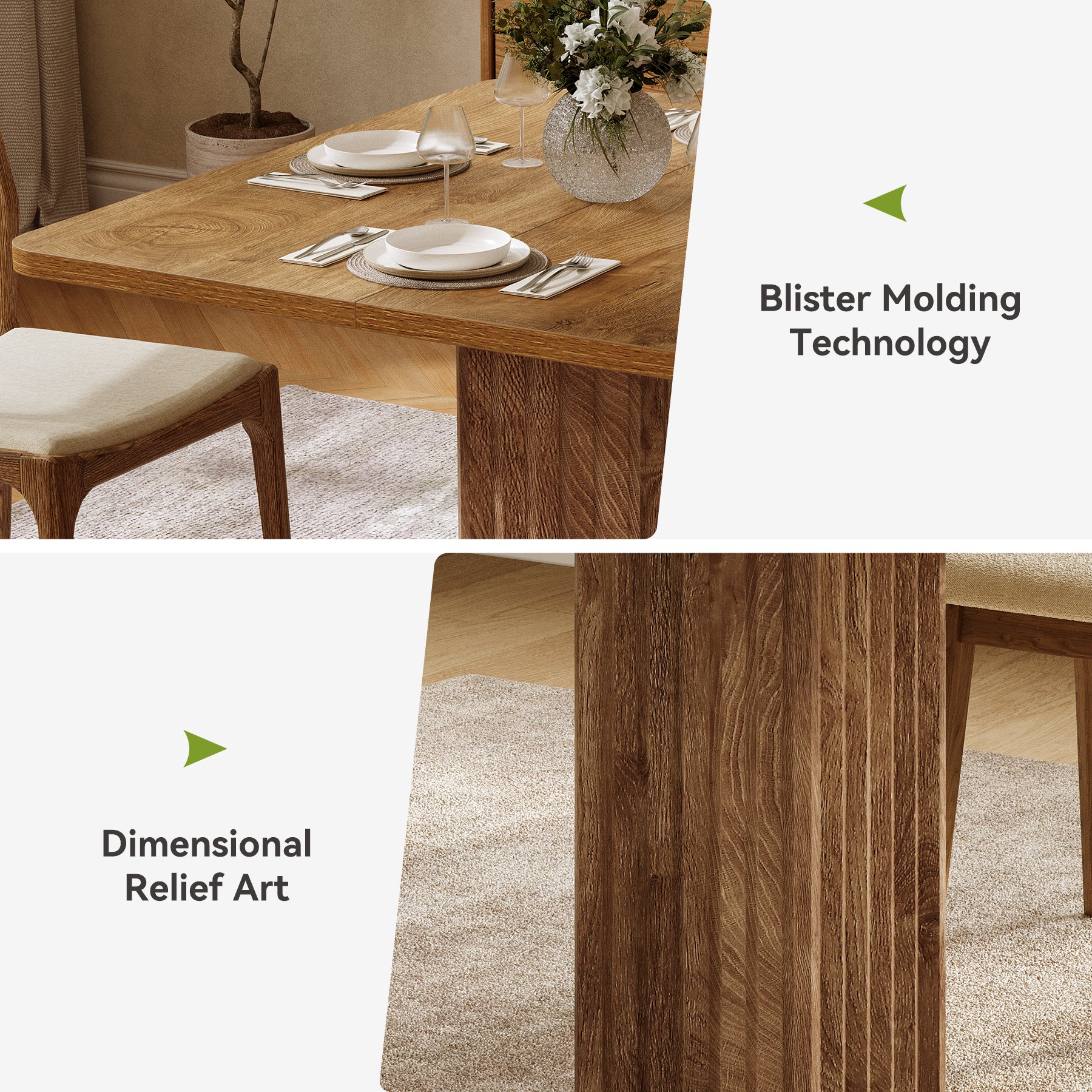 35.43" L x 31.5" W Dining Table, Farmhouse Kitchen Table for 2-4 People