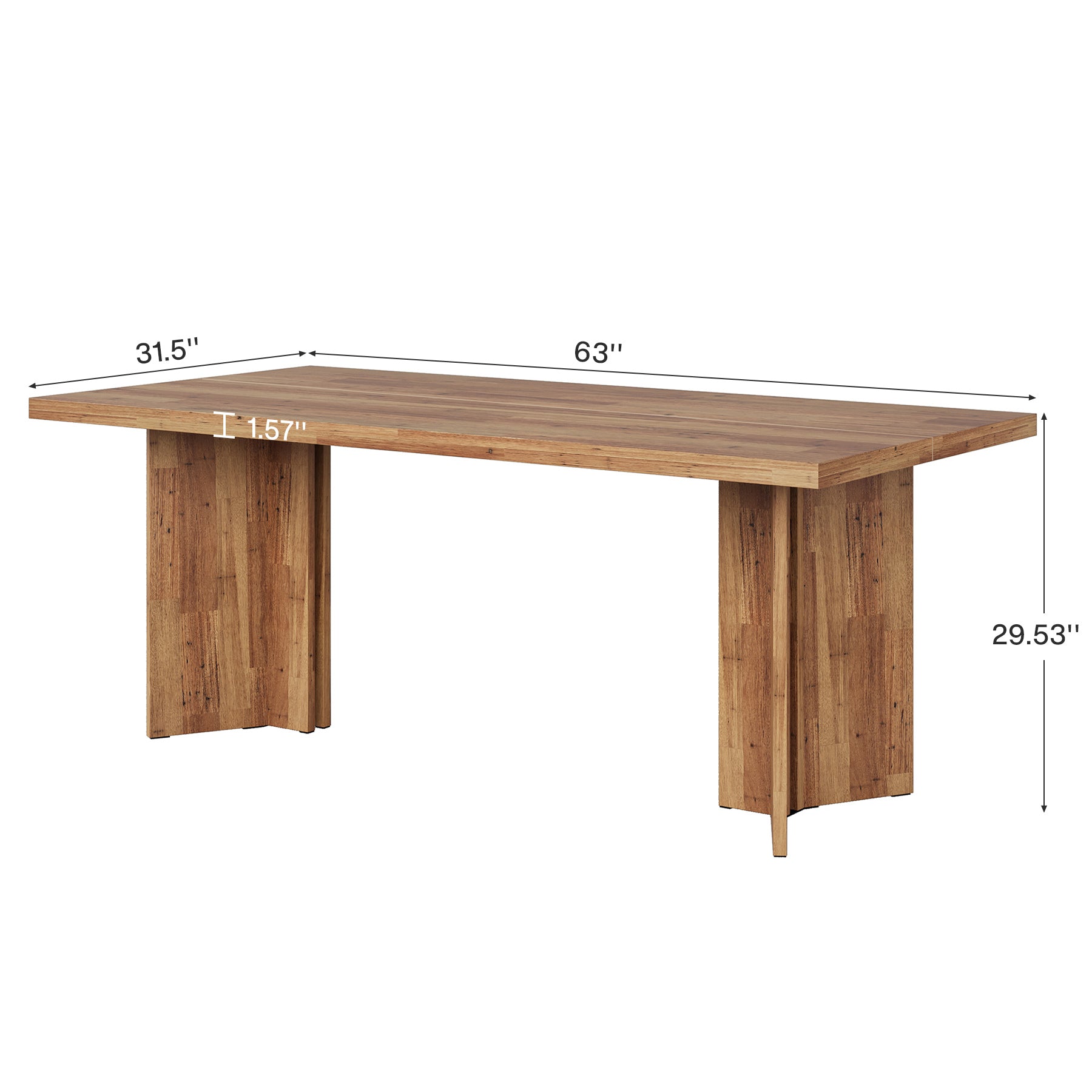 63" Wood Executive Desk, Farmhouse Computer Desk with Large Tabletop