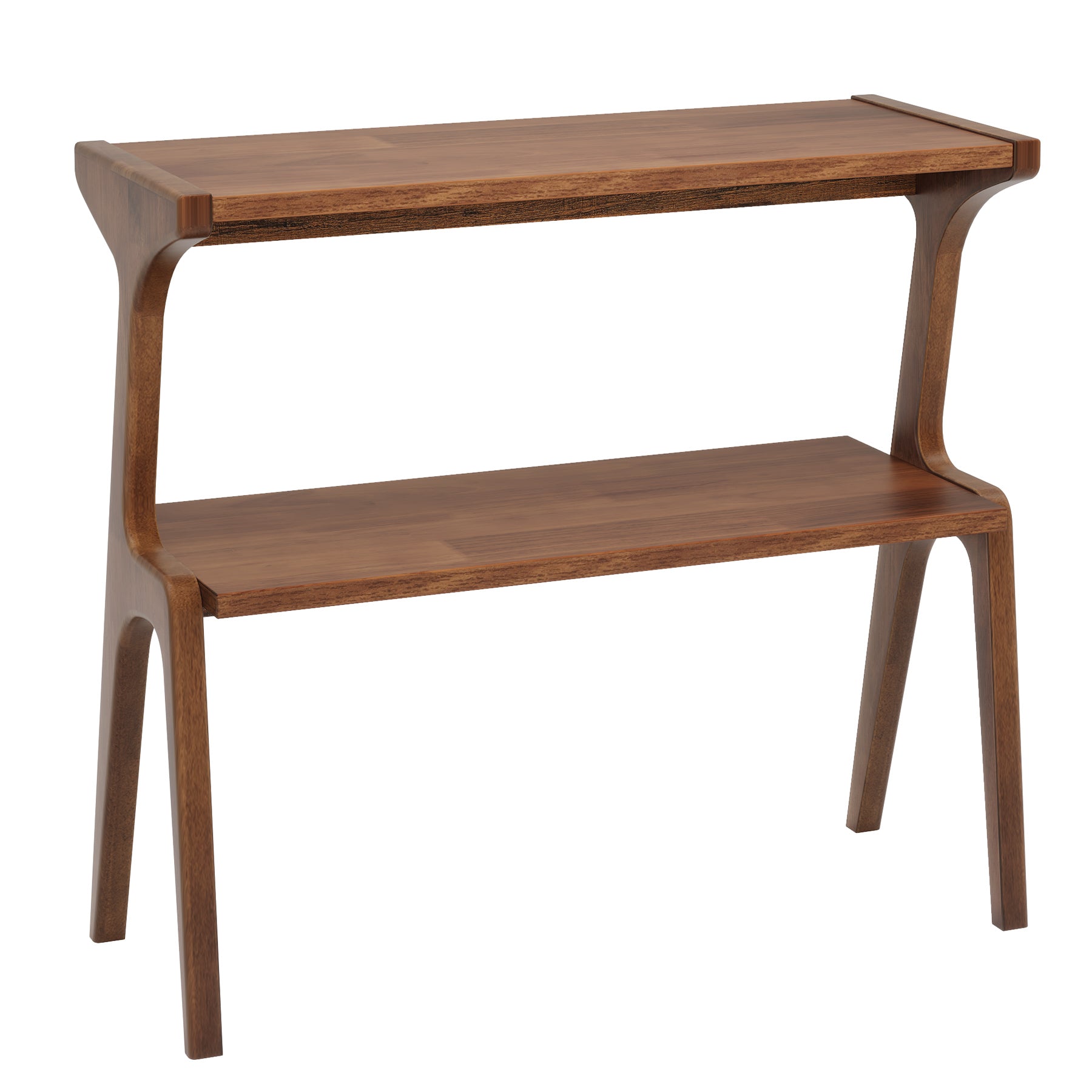 2-Tier End Table, Slim Sofa Side Table with Storage Shelf
