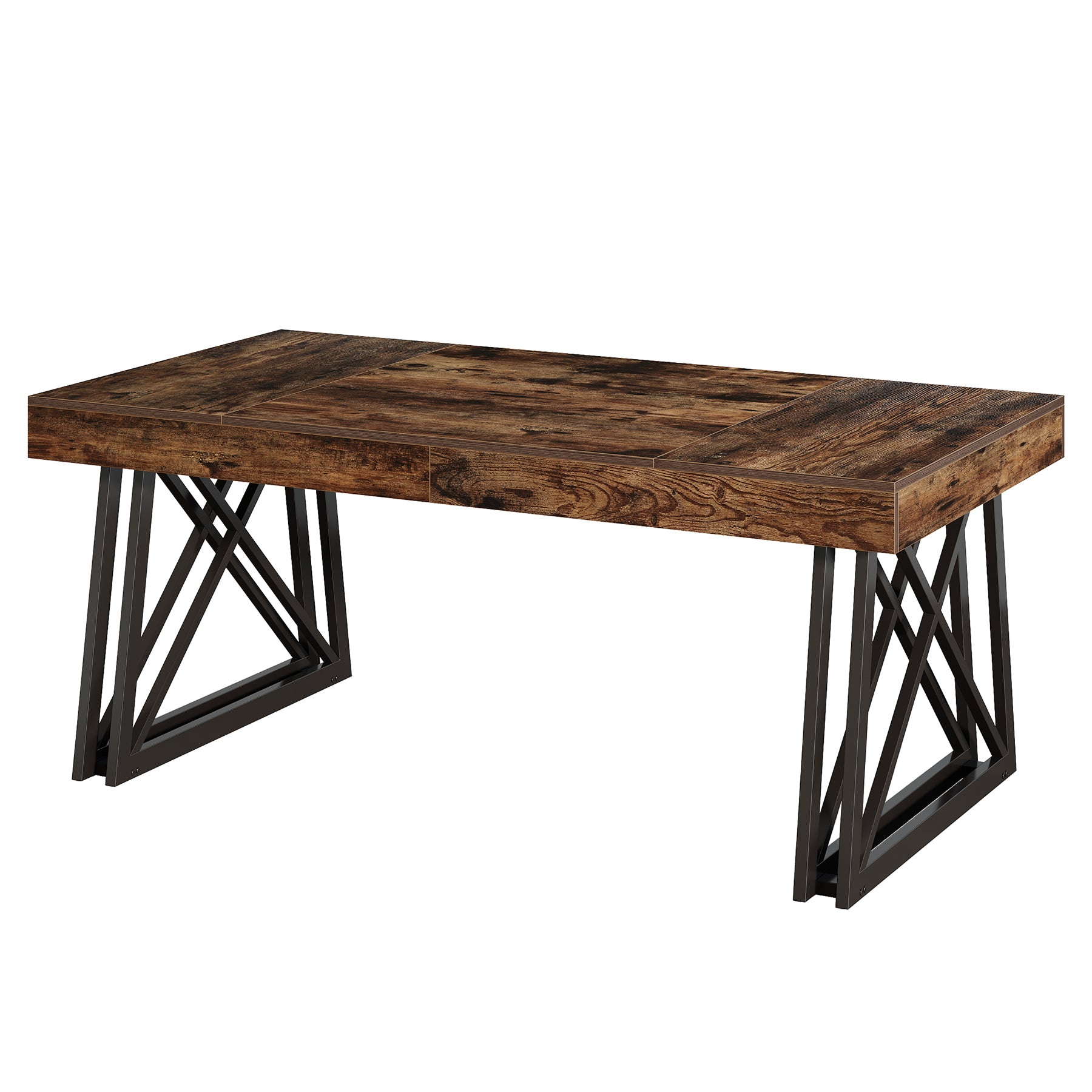 63" Executive Desk, Farmhouse Office Computer Desk with X-Shaped Legs