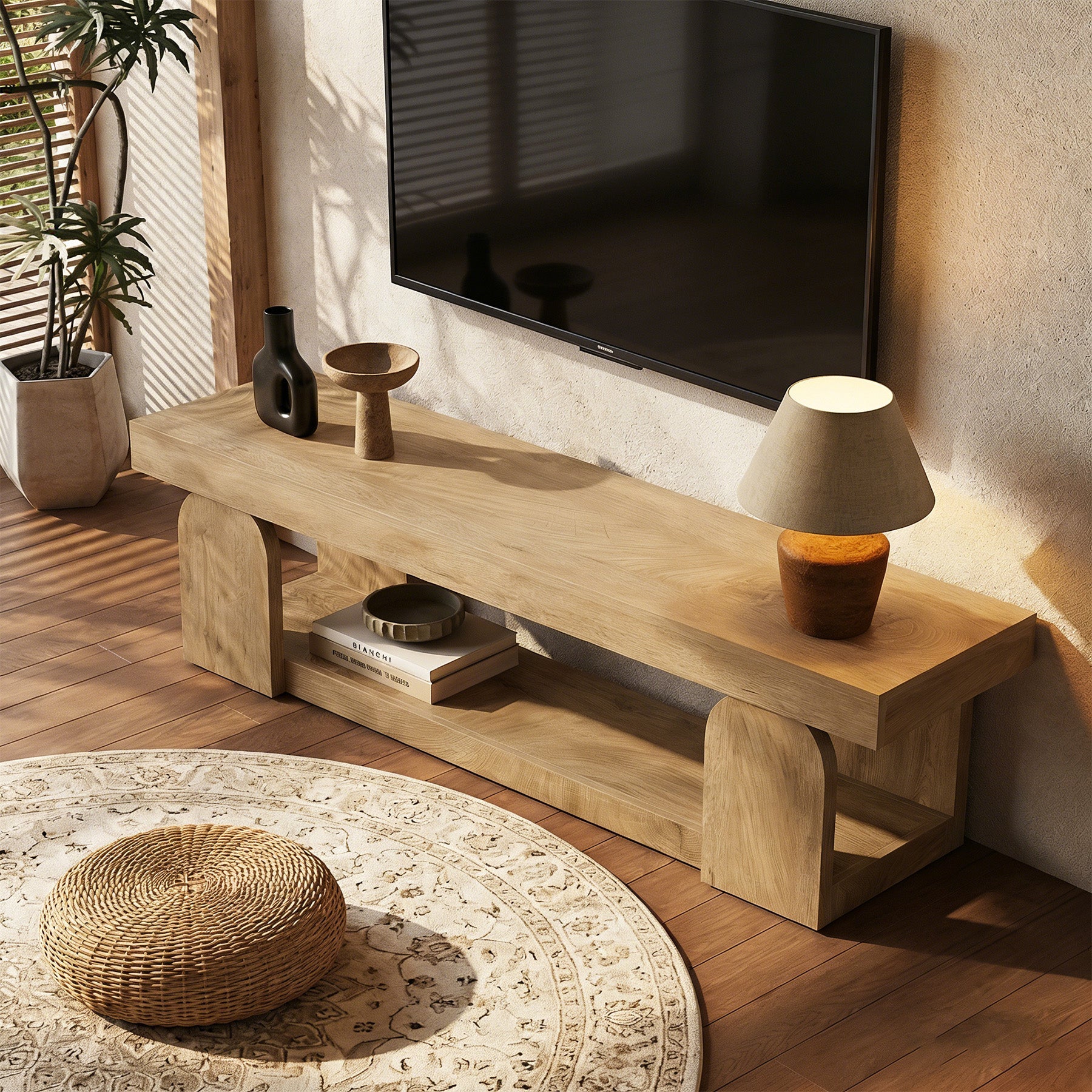 63" TV Stand, TV Media Console with Open Storage Shelf for TVs up to 65"