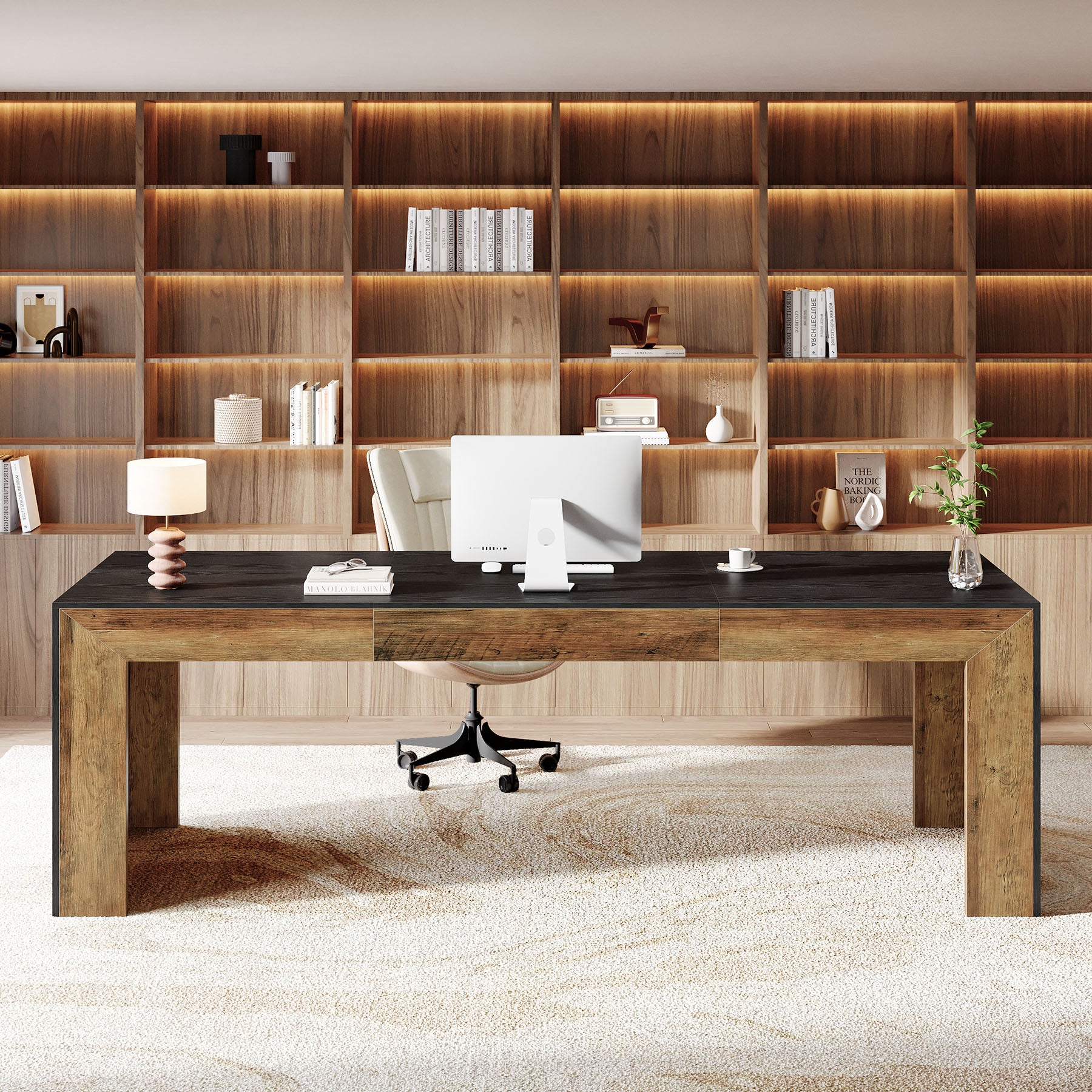 78.7" Computer Desk for 2 People, Farmhouse Executive Desk for Home Office