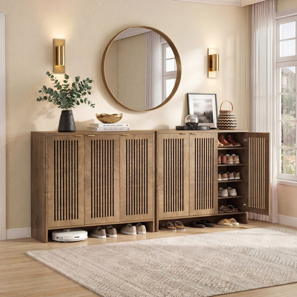 5-Tier Shoe Cabinet with Doors, Shoe Storage for 25-30 Pairs with Adjustable Shelves