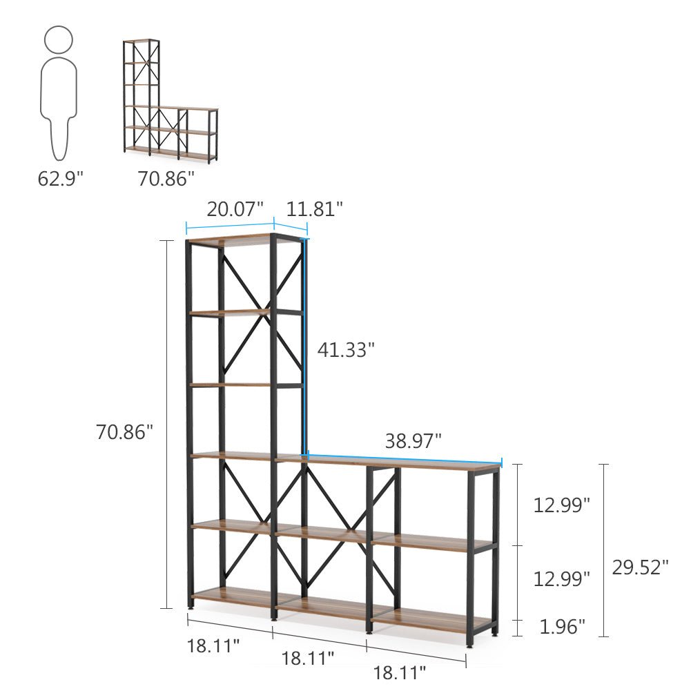 Tribesigns 9 Shelves Bookshelves, Industrial Ladder Corner Etagere Bookcase Tribesigns