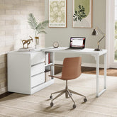 L-Shaped Computer Desk, Reversible Corner Desk With Drawer Cabinet 3