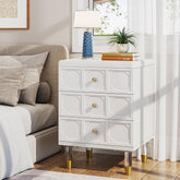 Nightstand, 3-Drawer Bedside Table with Acrylic Metal Legs Tribesigns 3