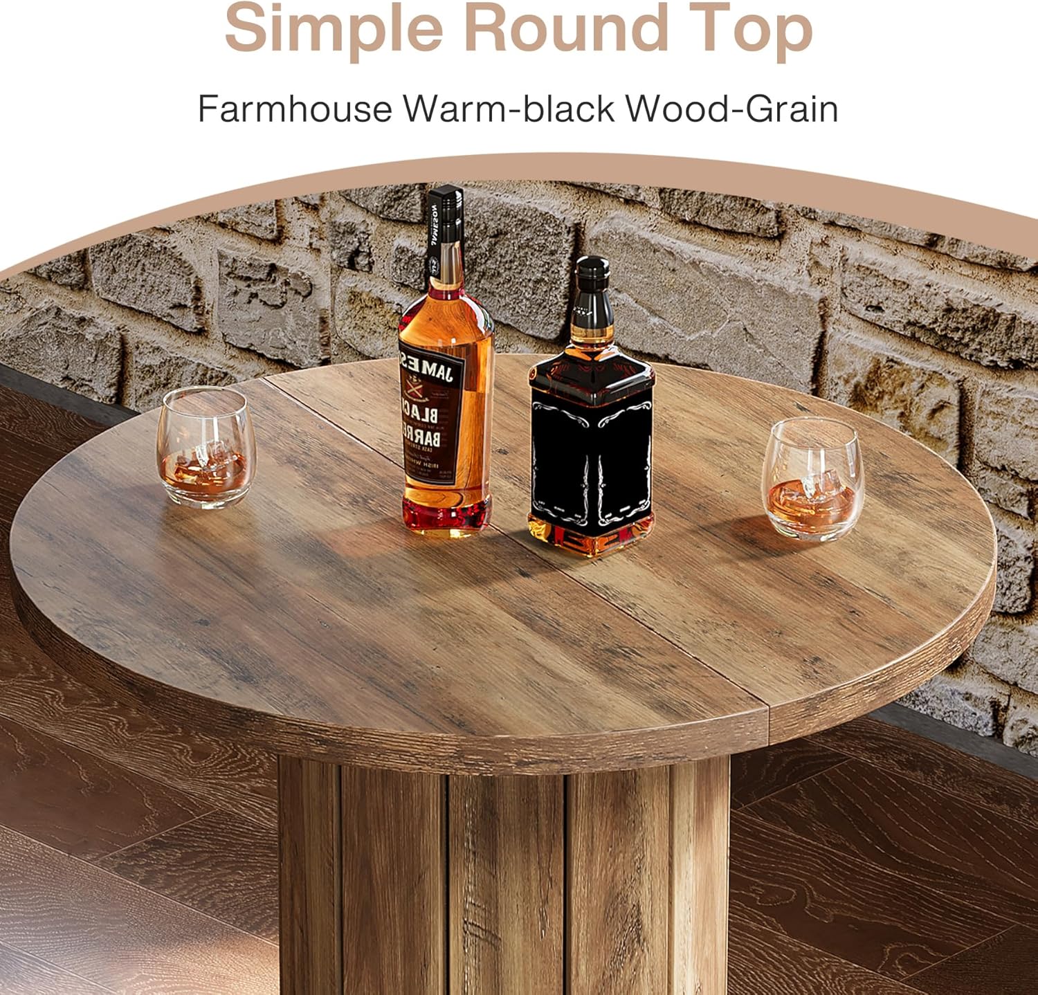 31" Bar Table, Round Bistro Pub Table with Footrest for Dining Coffee Cocktail