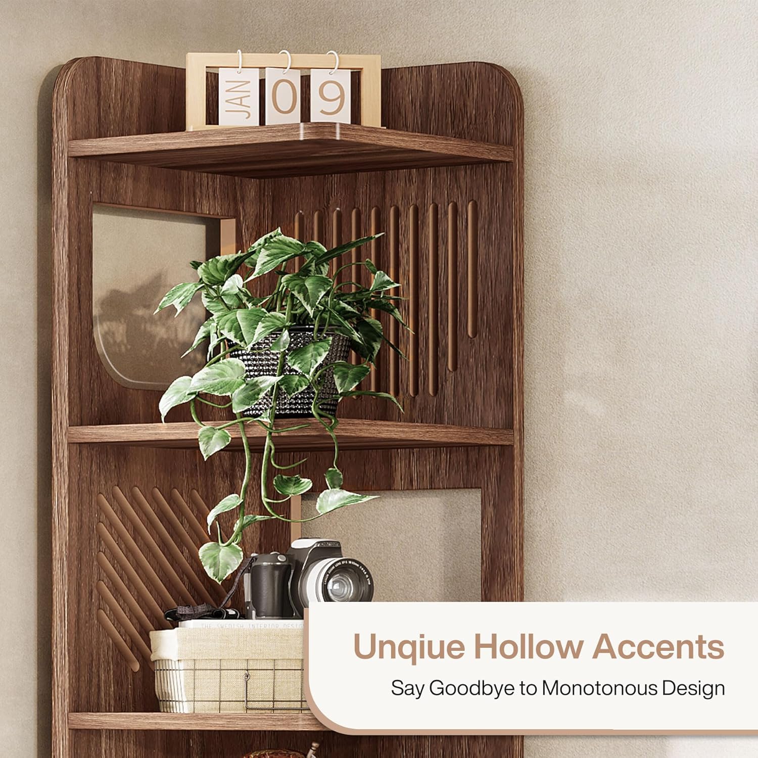 71" Corner Shelf, Narrow Bookshelf Display Shelf with Storage Rack