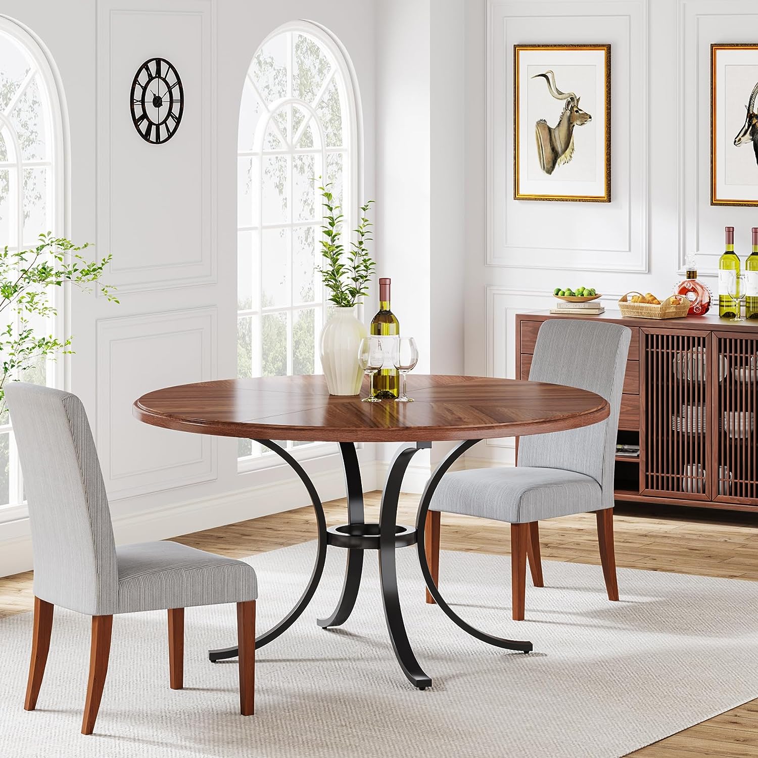 Round Dining Table for 4-6 People, 47" Modern Kitchen Table Tribesigns
