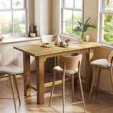 Solid Wood Bar Table, 63" Dining Table Counter Height Pub Table 3