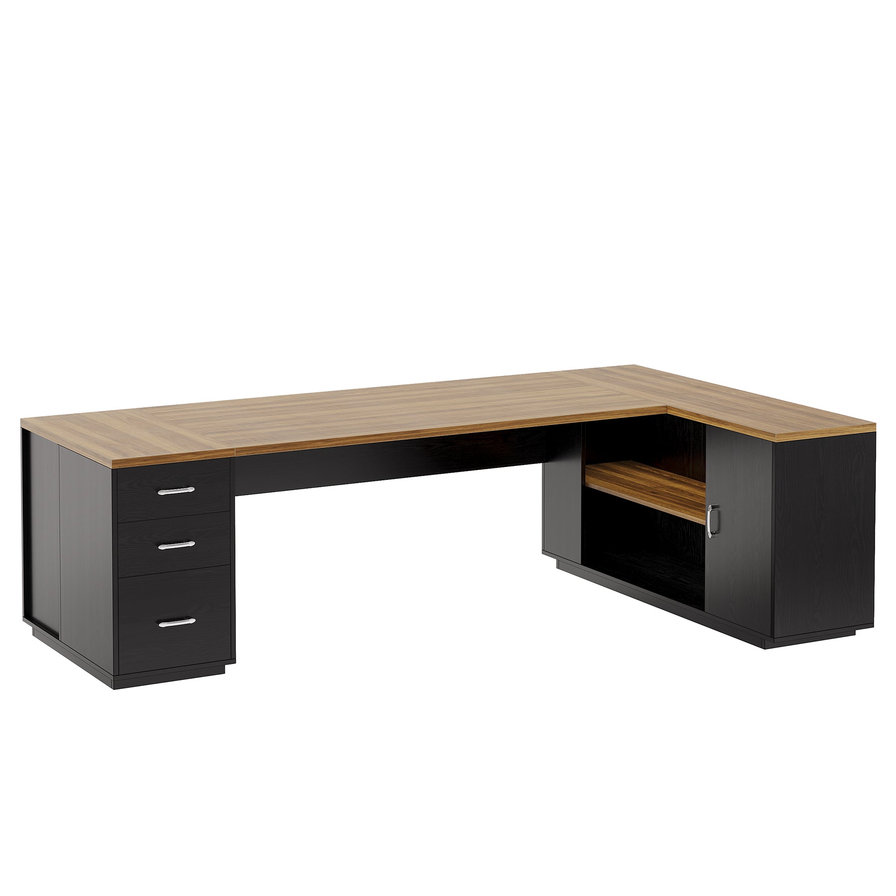 85.8" Executive Desk, L-Shaped Office Desk Computer Desk with File Drawers