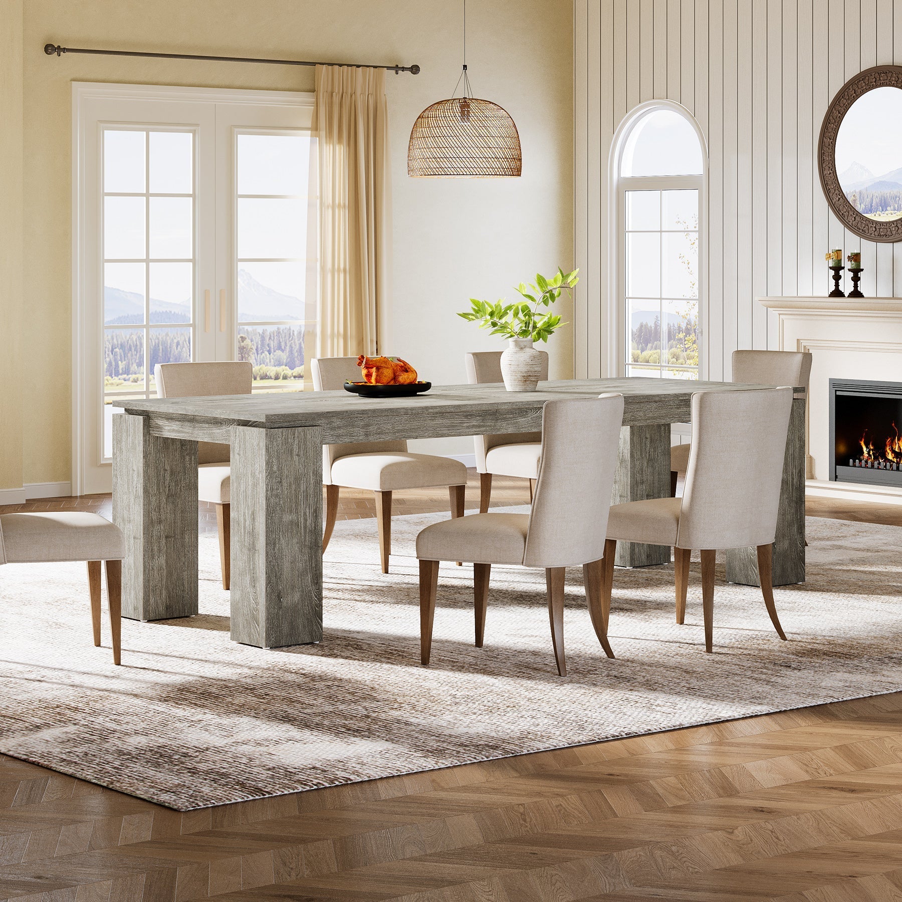 86" Modern Dining Table, Extra Long Kitchen Table for 6 - 8 Tribesigns