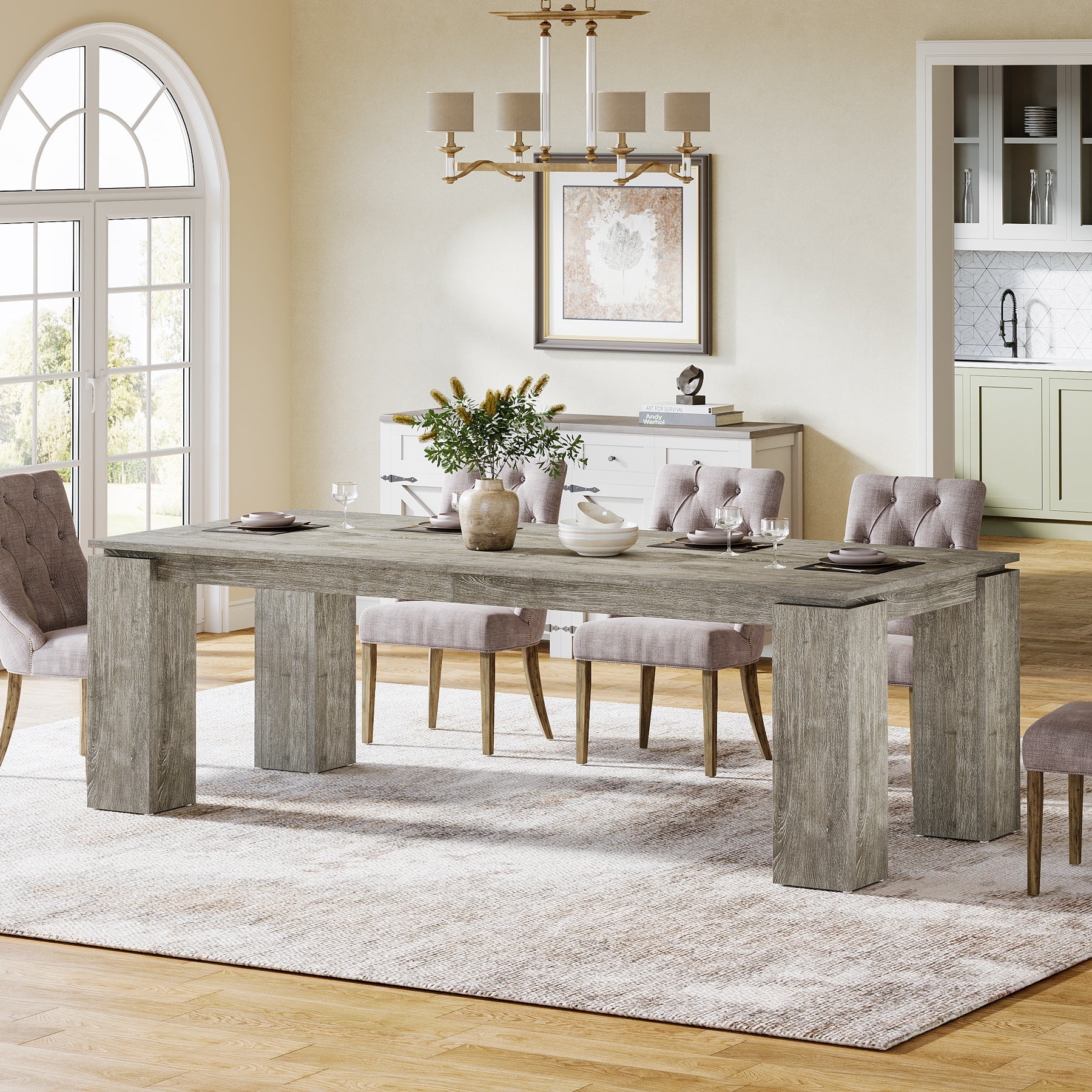 86" Modern Dining Table, Extra Long Kitchen Table for 6 - 8 Tribesigns