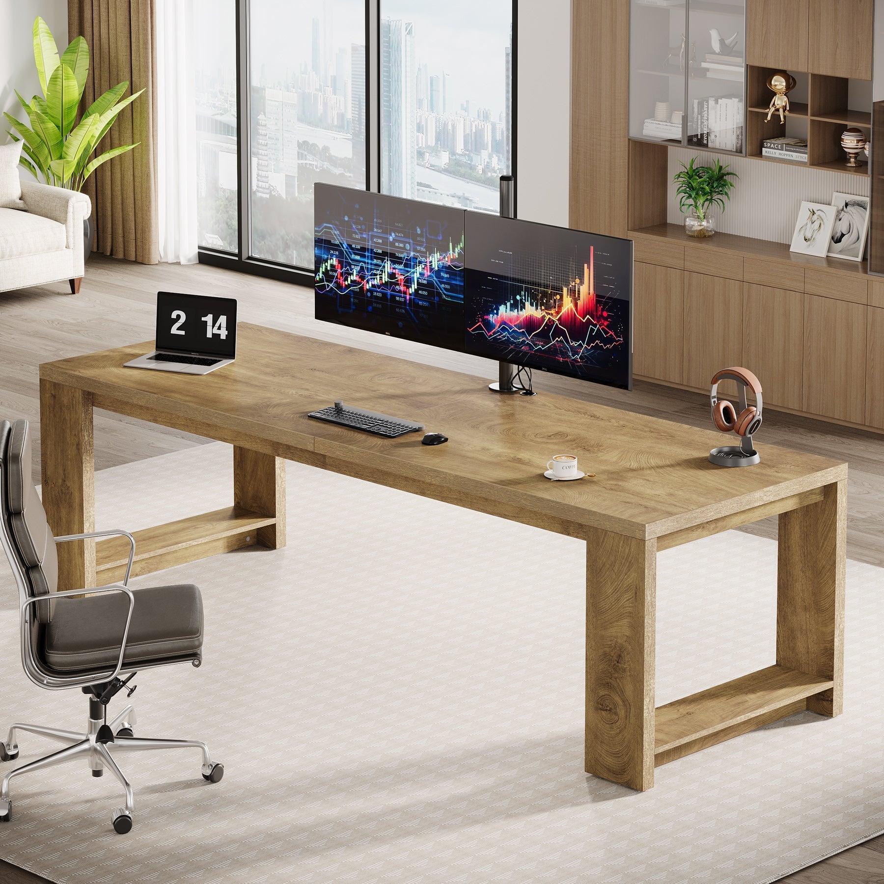 86" Two Person Desk, Long Computer Desk Conference Table Tribesigns