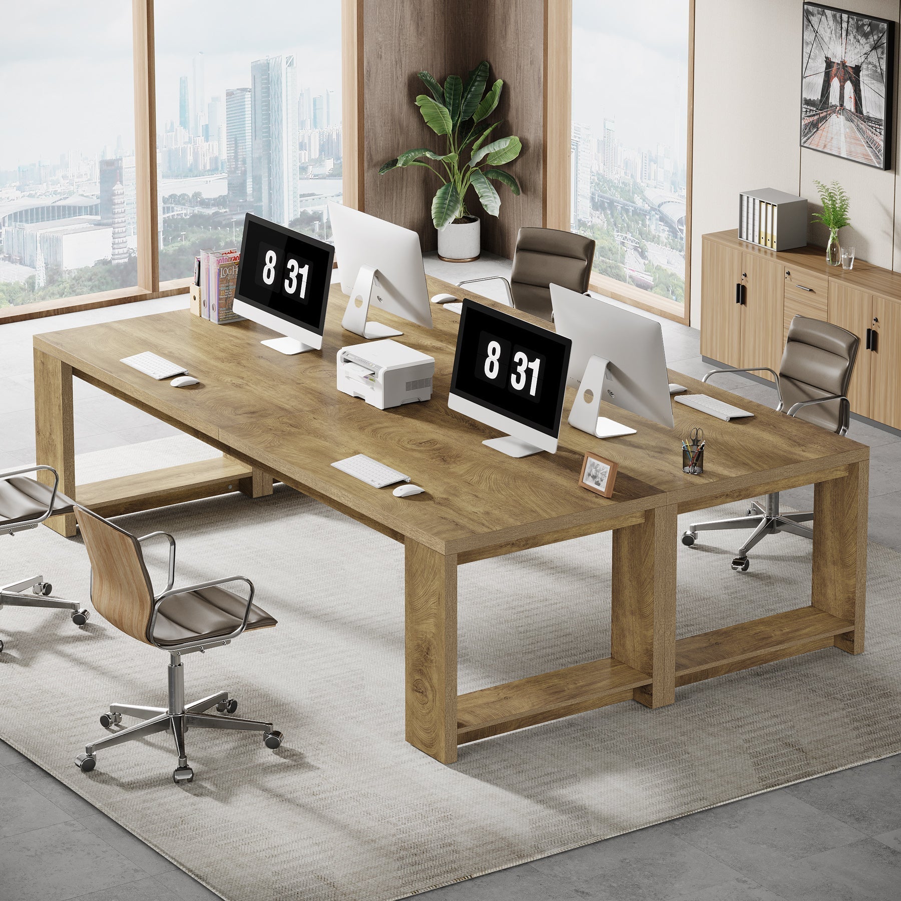 86" Two Person Desk, Long Computer Desk Conference Table Tribesigns