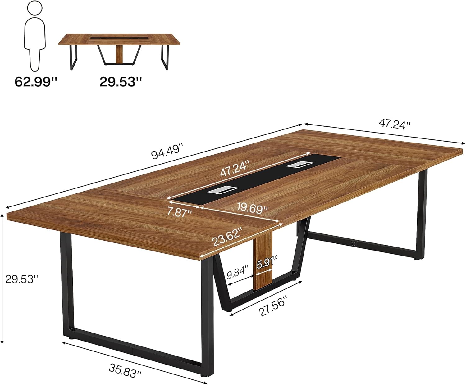 8FT Conference Table, 94.49" Large Meeting Table for 10 People