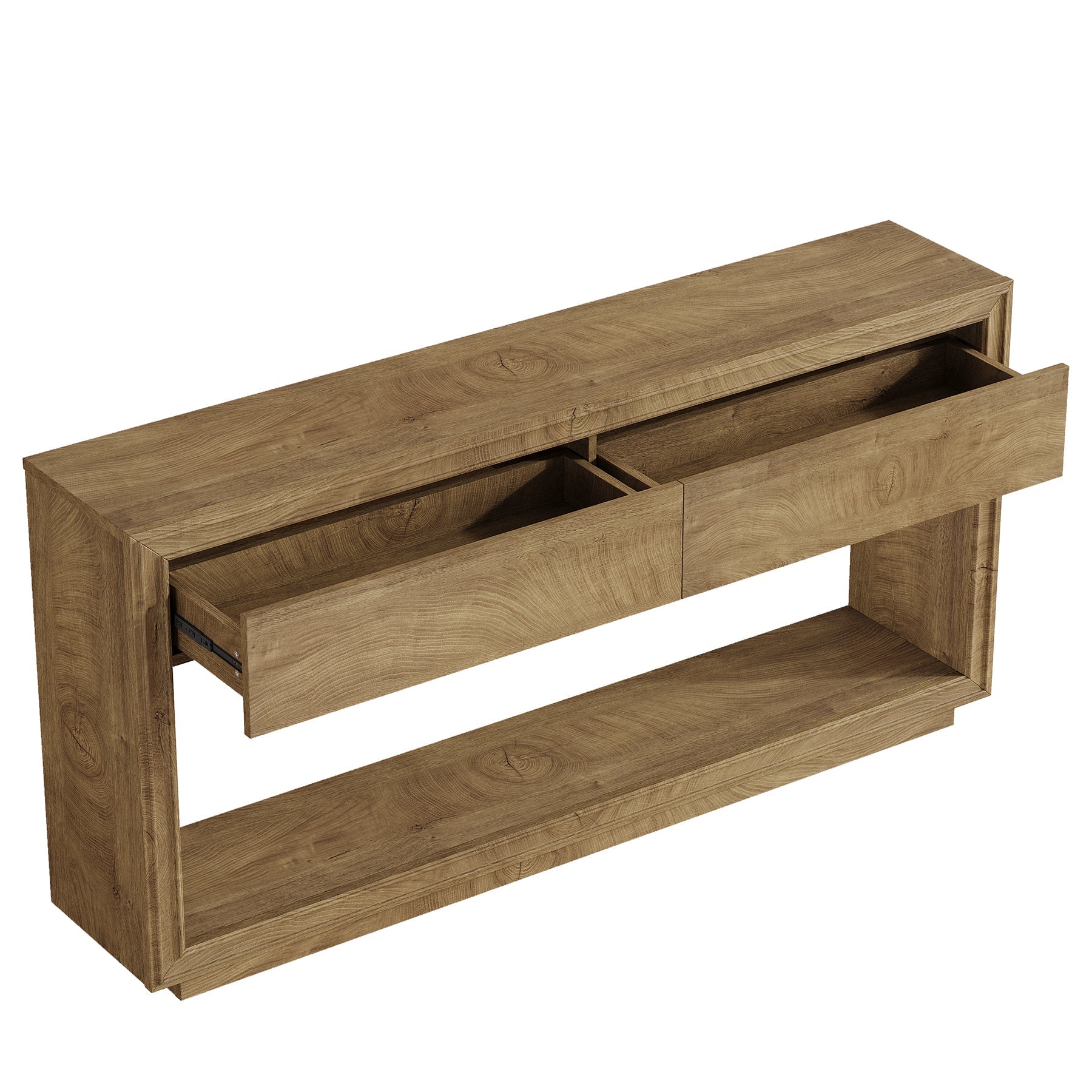 63" Console Table with 2 Drawers and Shelf, Farmhouse Entryway Sofa Table for Hallway