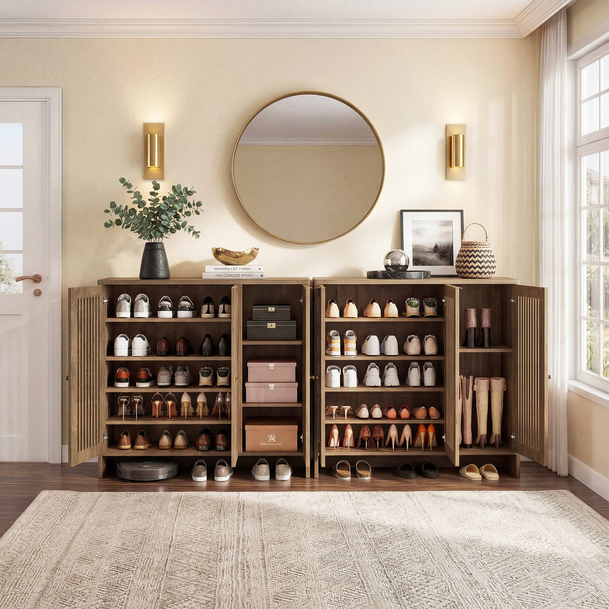 5-Tier Shoe Cabinet with Doors, Shoe Storage for 25-30 Pairs with Adjustable Shelves