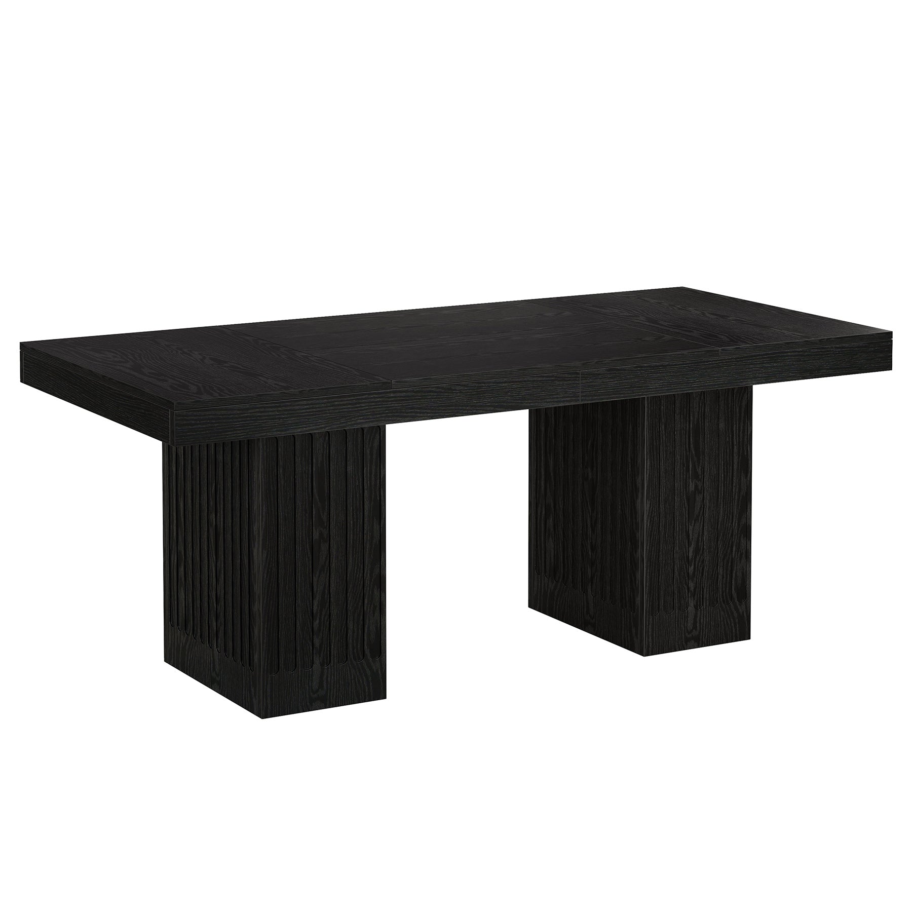 63" Dining Table for 4-6 People, Rectangular Kitchen Table with  Double Pedestal
