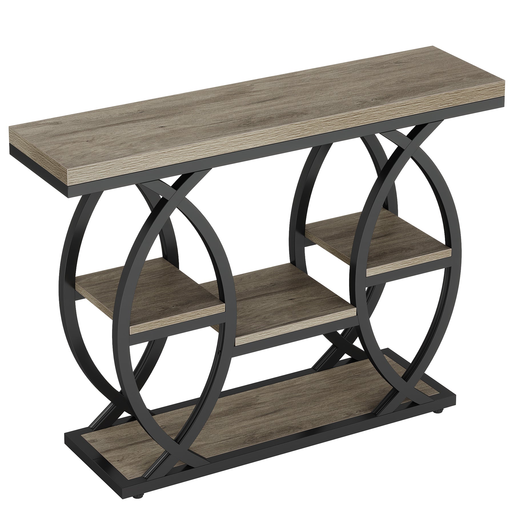 39" Console Table, 4-Tier Sofa Table Entryway Table with Storage Shelves