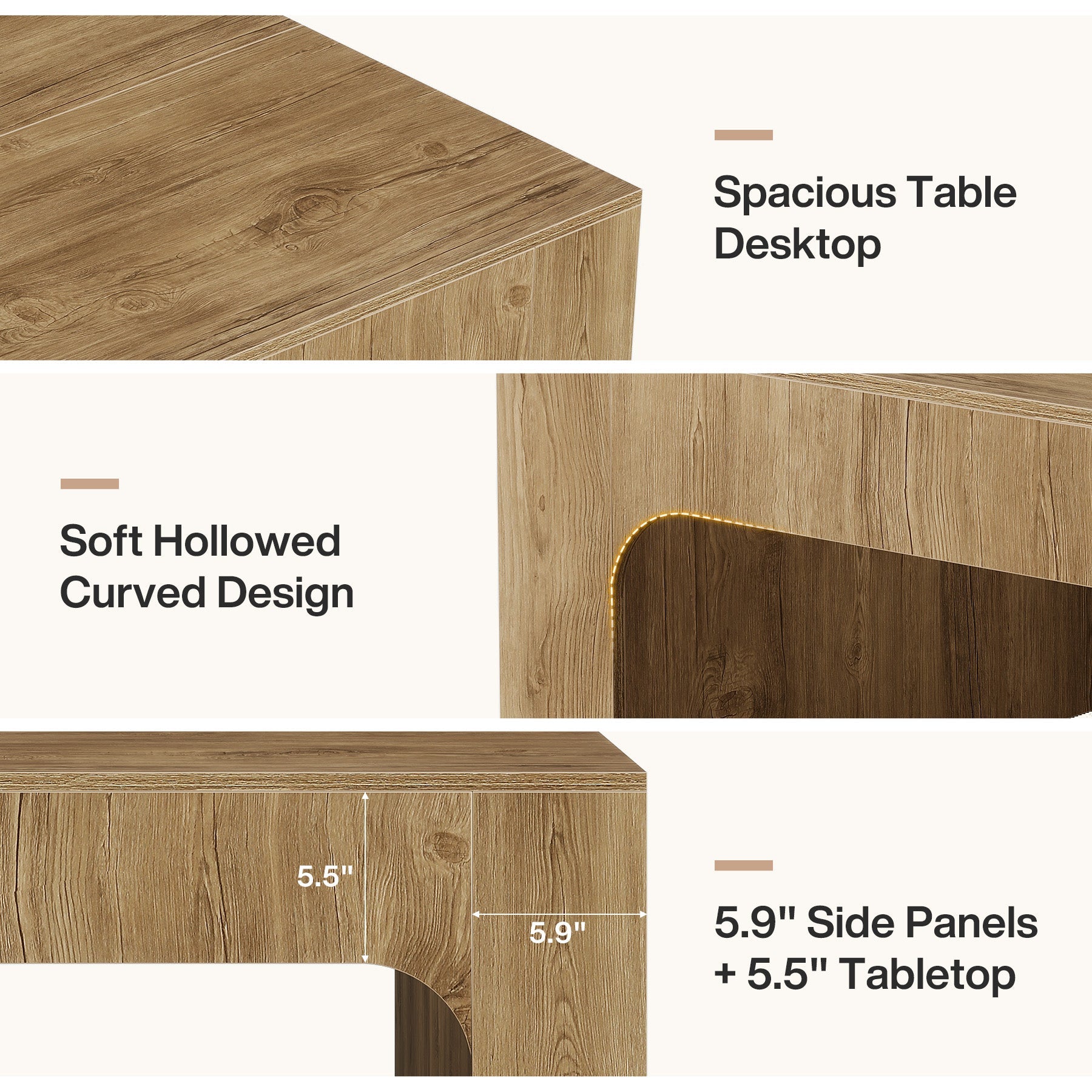 39" Square Coffee Table, Farmhouse Center Table for Living Room