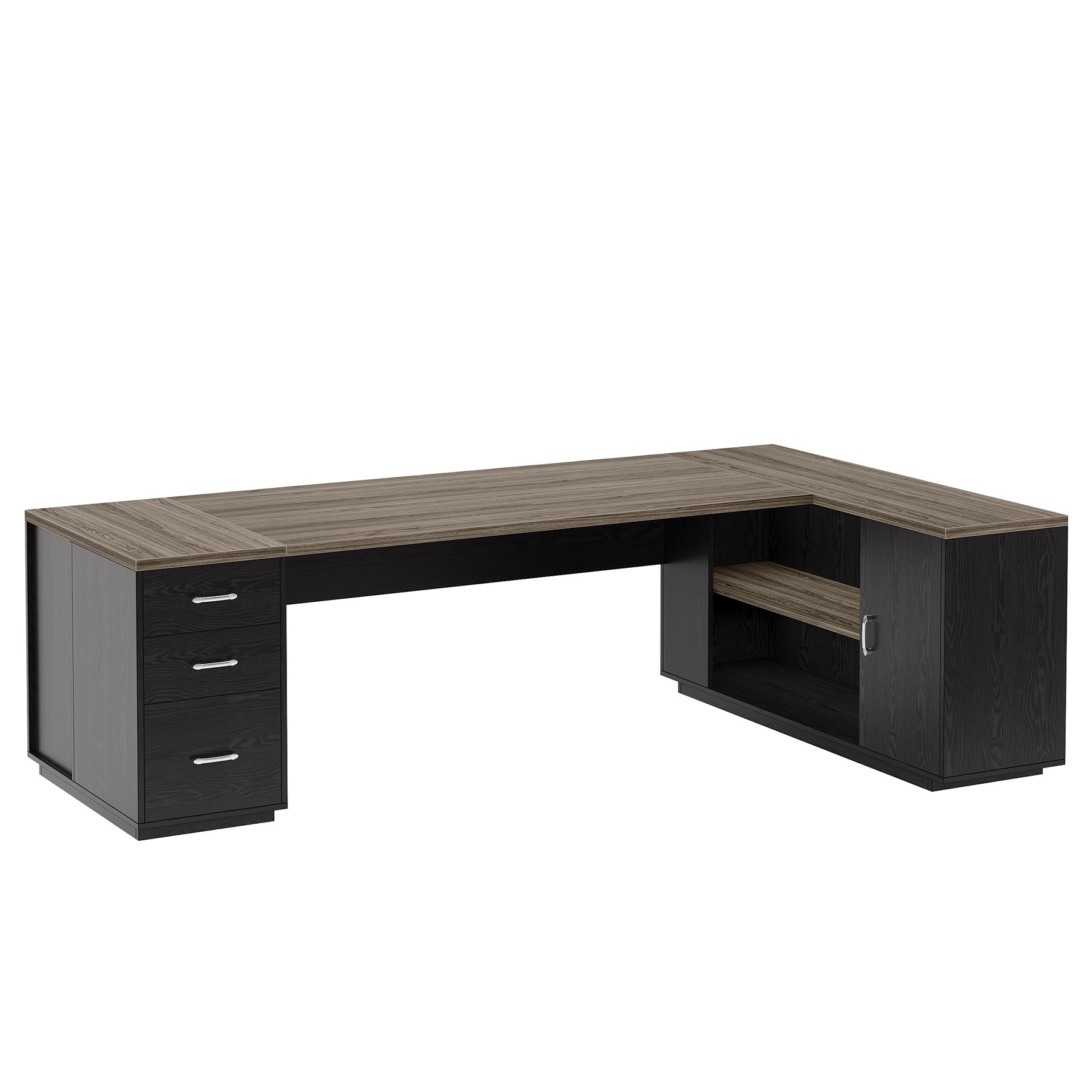 85.8" Executive Desk, L-Shaped Office Desk Computer Desk with File Drawers