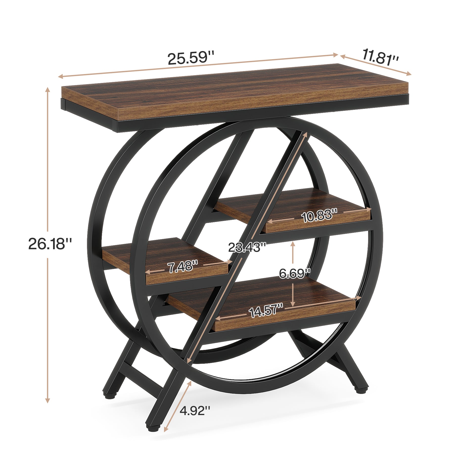 4-Tier End Table, Small Side Table Snack Table with Storage Shelves