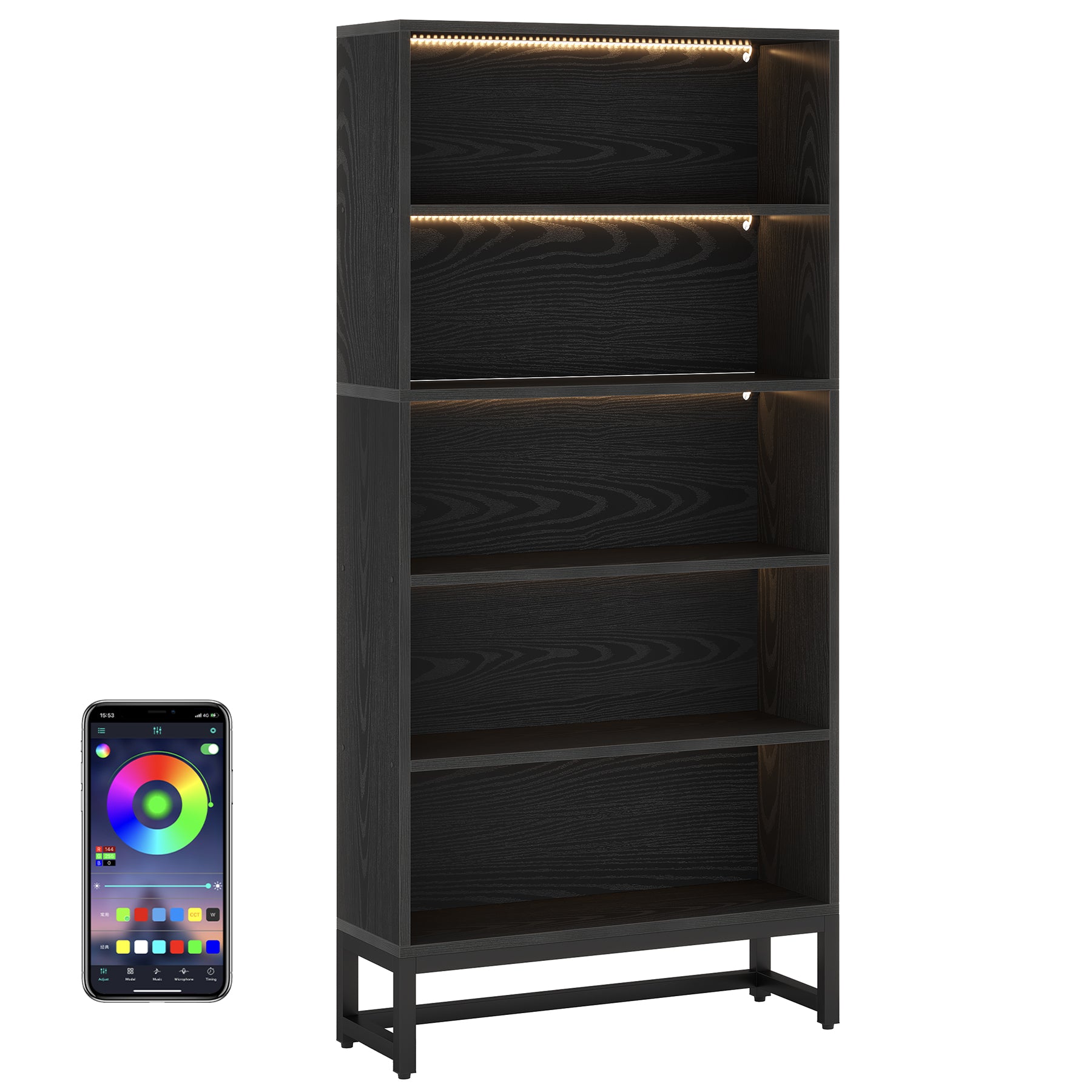 70.8" Bookcase, Large Bookshelf Organizer with 5-Tier Storage Shelves