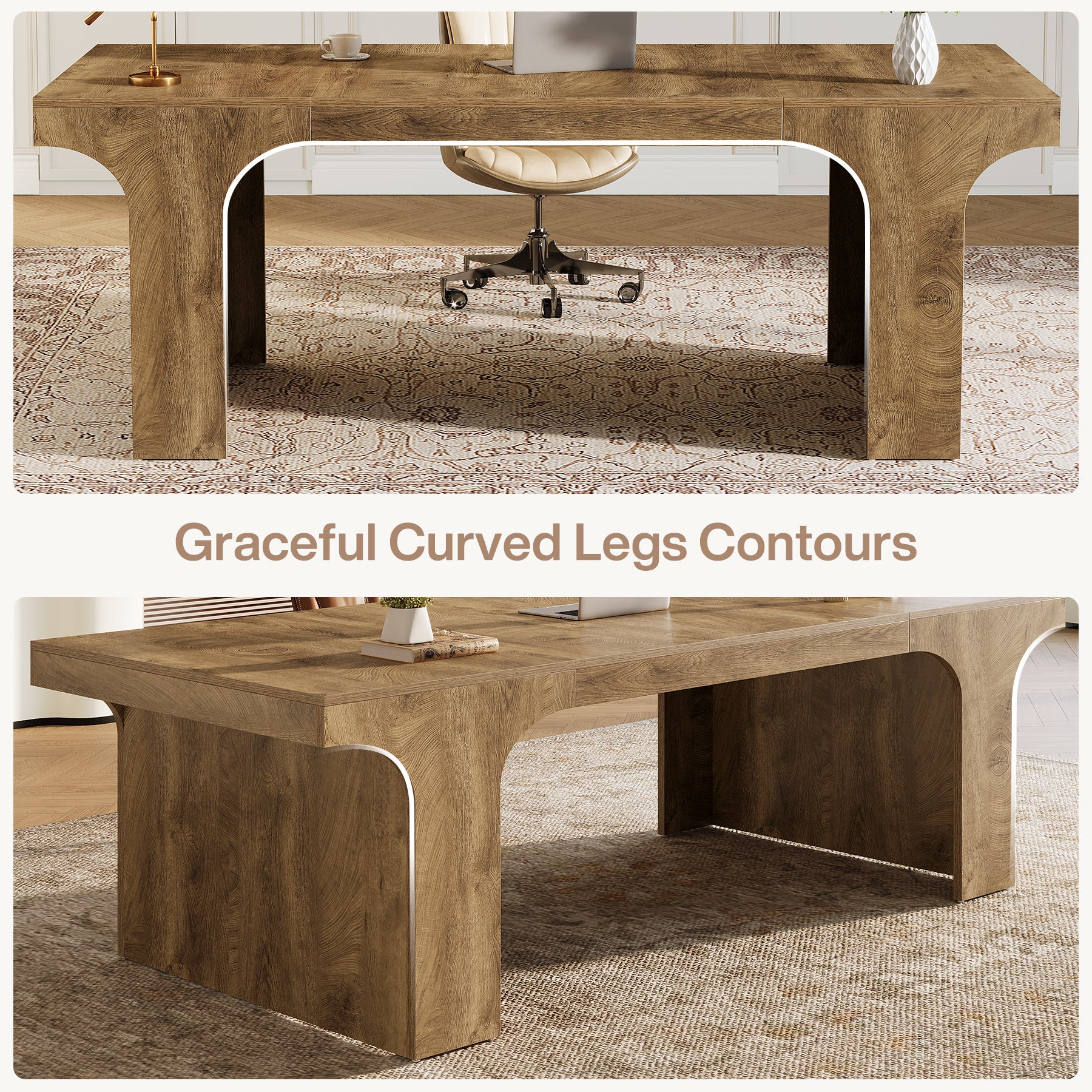 70.87" Executive Desk, Simple Computer Desk Conference Table for 6-8