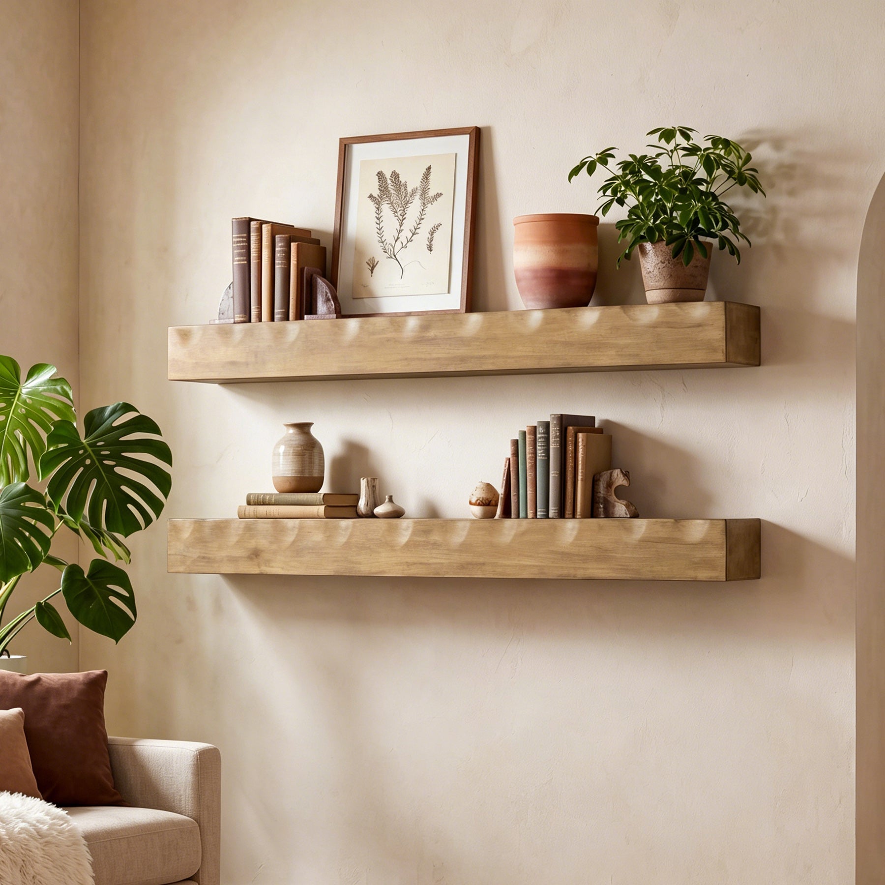63" Fireplace Mantel Shelf, Solid Wood Wall Floating Mantel Shelf for Over Fireplace