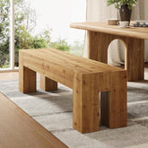 63" Solid Wood Dining Bench, Long Kitchen Table Bench with Sturdy Frame 3