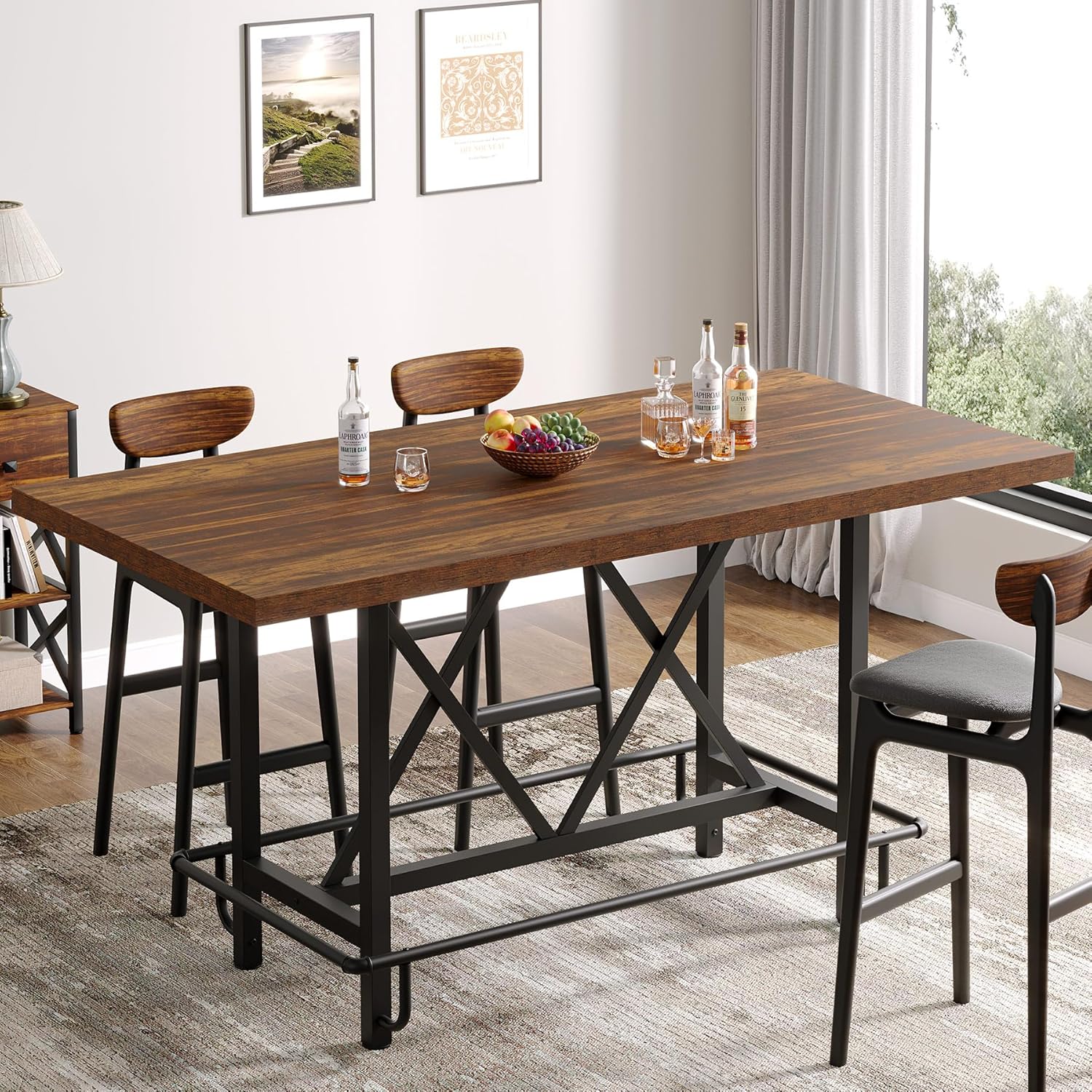 63" Dining Table, Rectangular Kitchen Table for 6 People