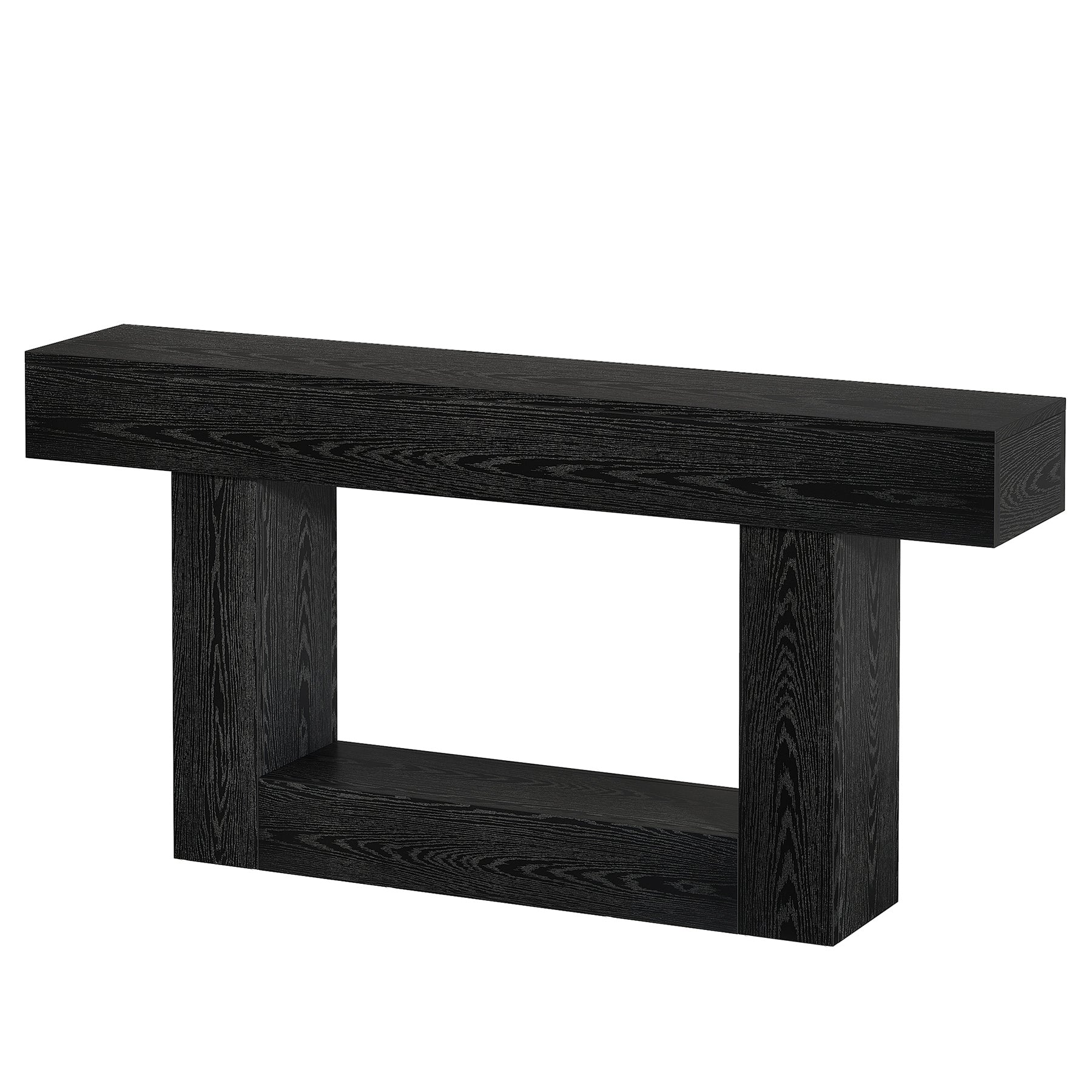63" Wood Console Table, Farmhouse 2-Tier Sofa Table Entryway Table